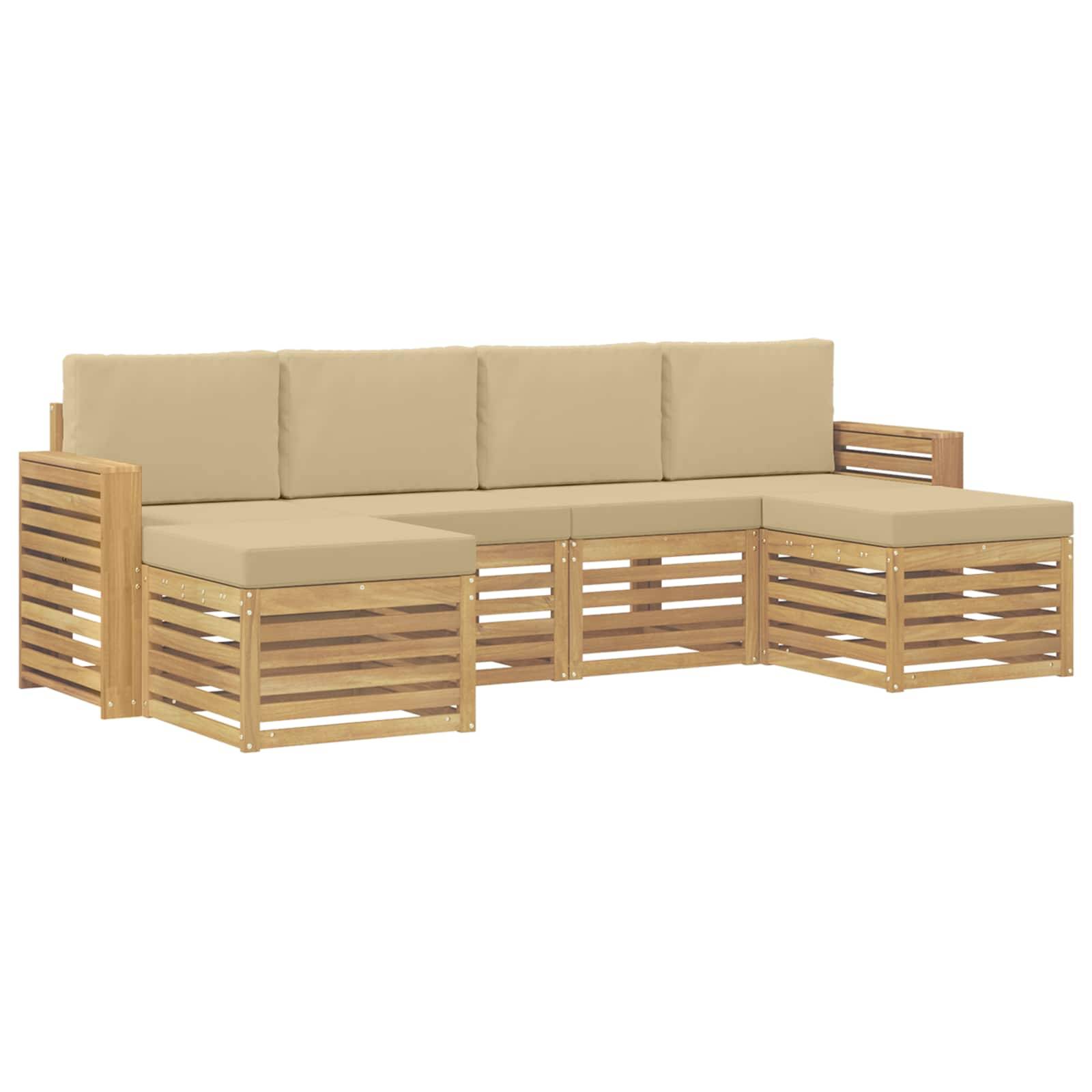 vidaXL Outdoor-Sofagarnitur 6 pcs Weiß und Beige 257 x 122,5 x 73 cm