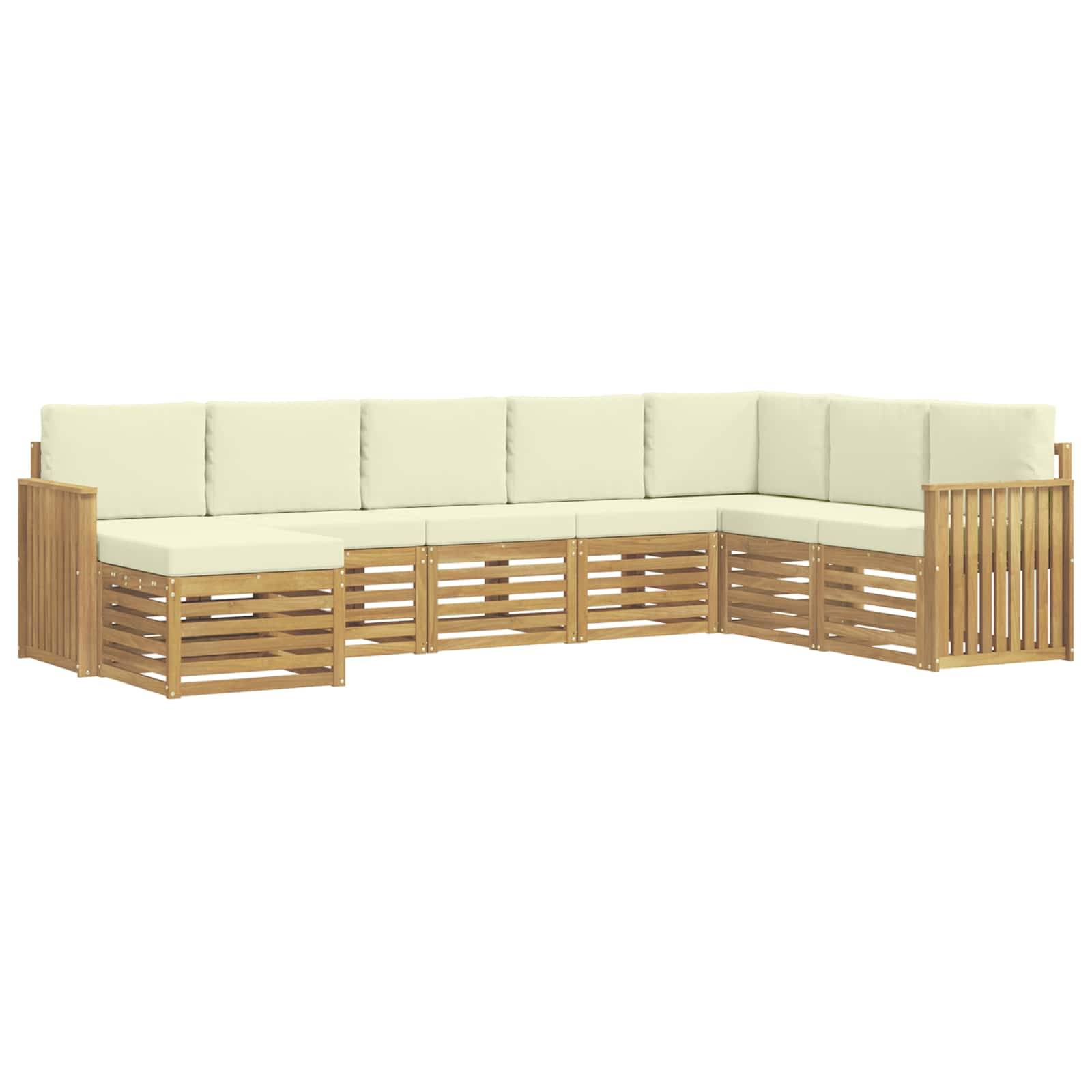 vidaXL Outdoor-Sofagarnitur 8 pcs Weiß und Creme 306 x 187,5 x 73 cm