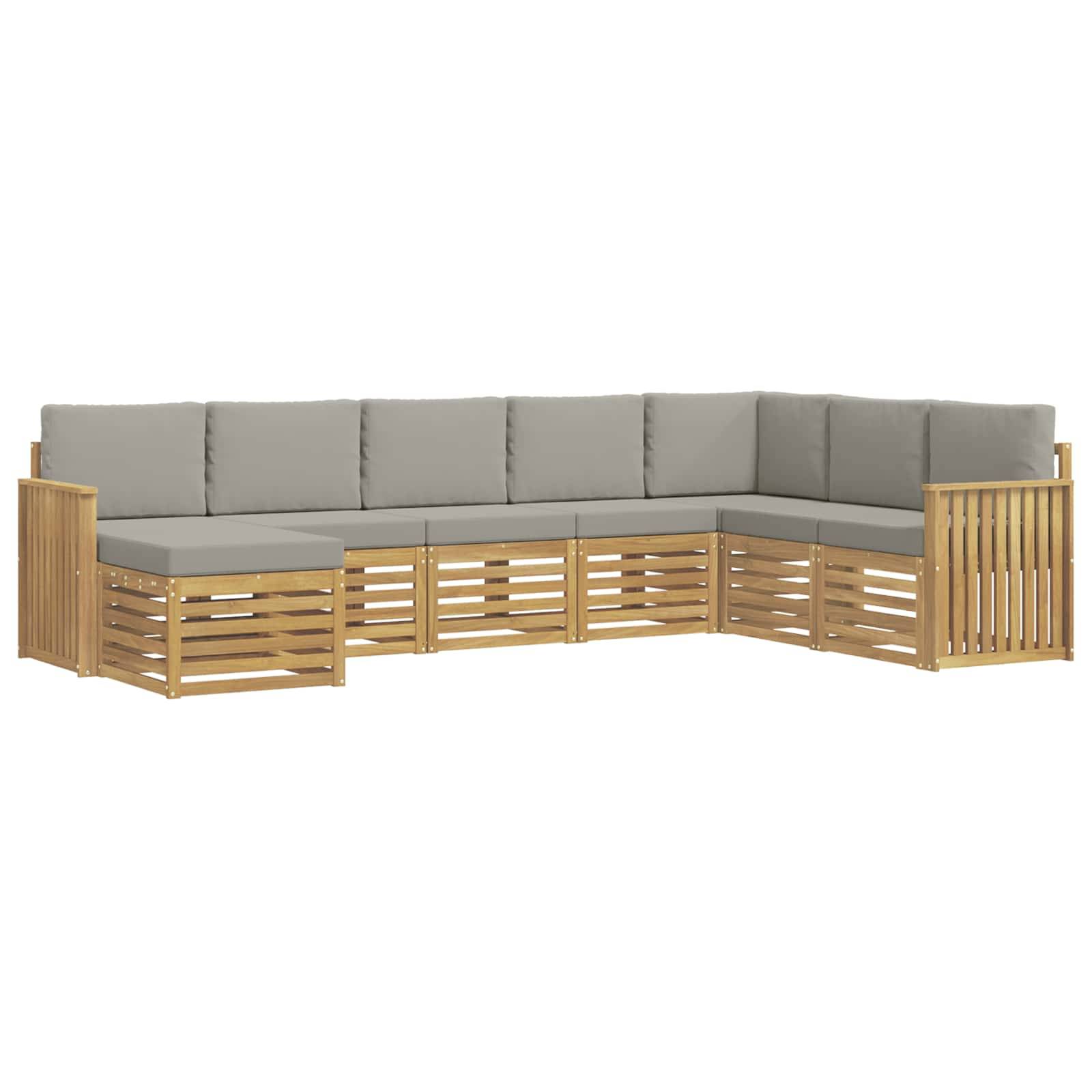 vidaXL Outdoor-Sofagarnitur 8 pcs Weiß und Hellgrau