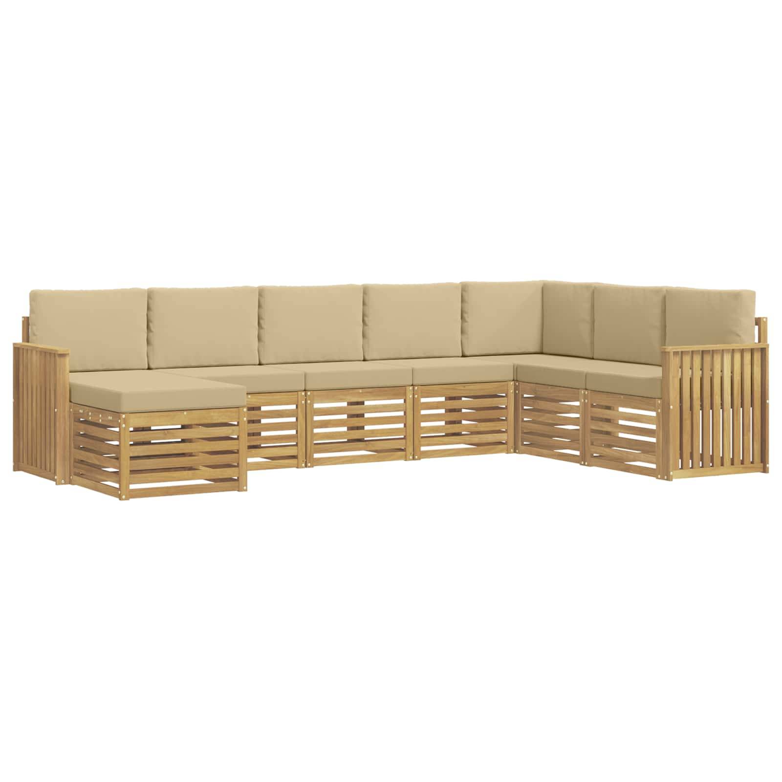 vidaXL Outdoor-Sofagarnitur 8 pcs Weiß und Beige 306 x 187,5 x 73 cm