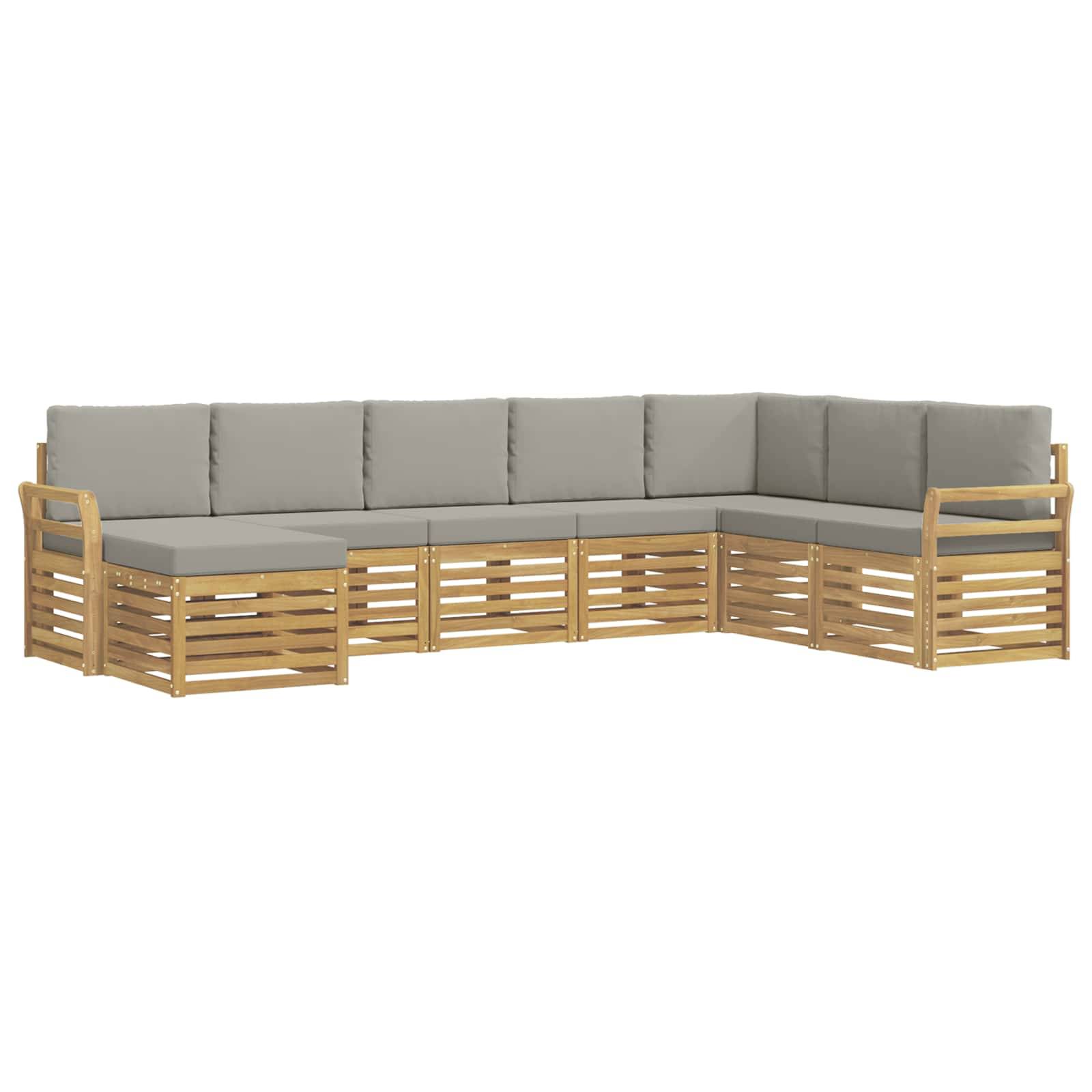 vidaXL Outdoor-Sofagarnitur 8 pcs Weiß und Hellgrau 308 x 190 x 73 cm