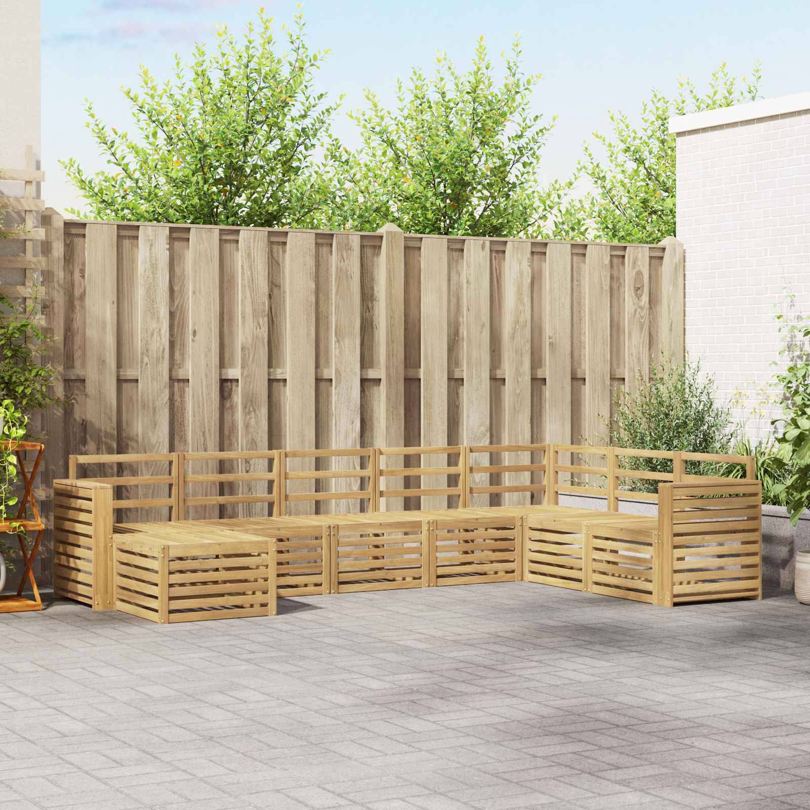 vidaXL Outdoor-Sofagarnitur 8 pcs Weiß 310 x 191,5 x 73 cm