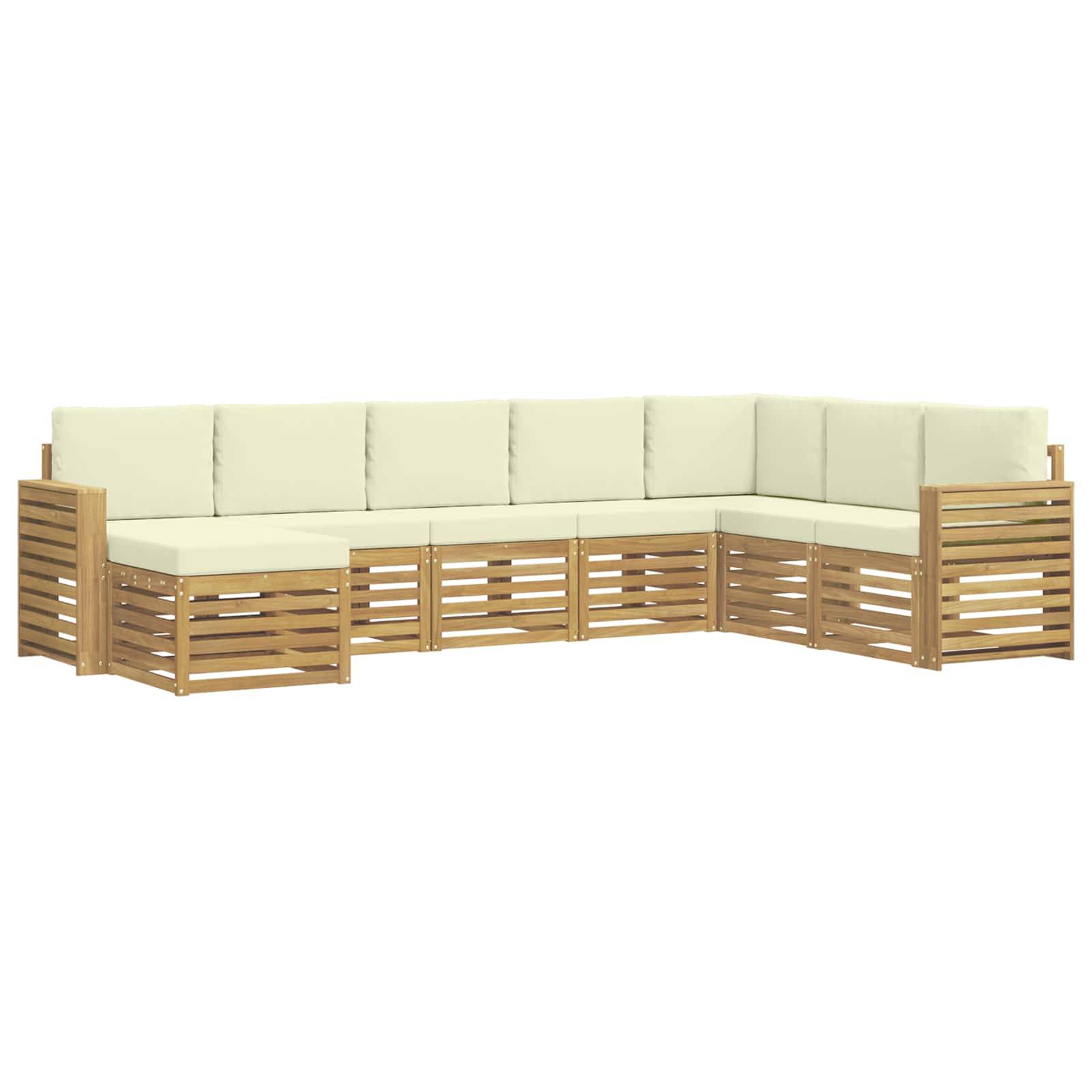 vidaXL Outdoor-Sofagarnitur 8 pcs Weiß und Creme 310 x 191,5 x 73 cm