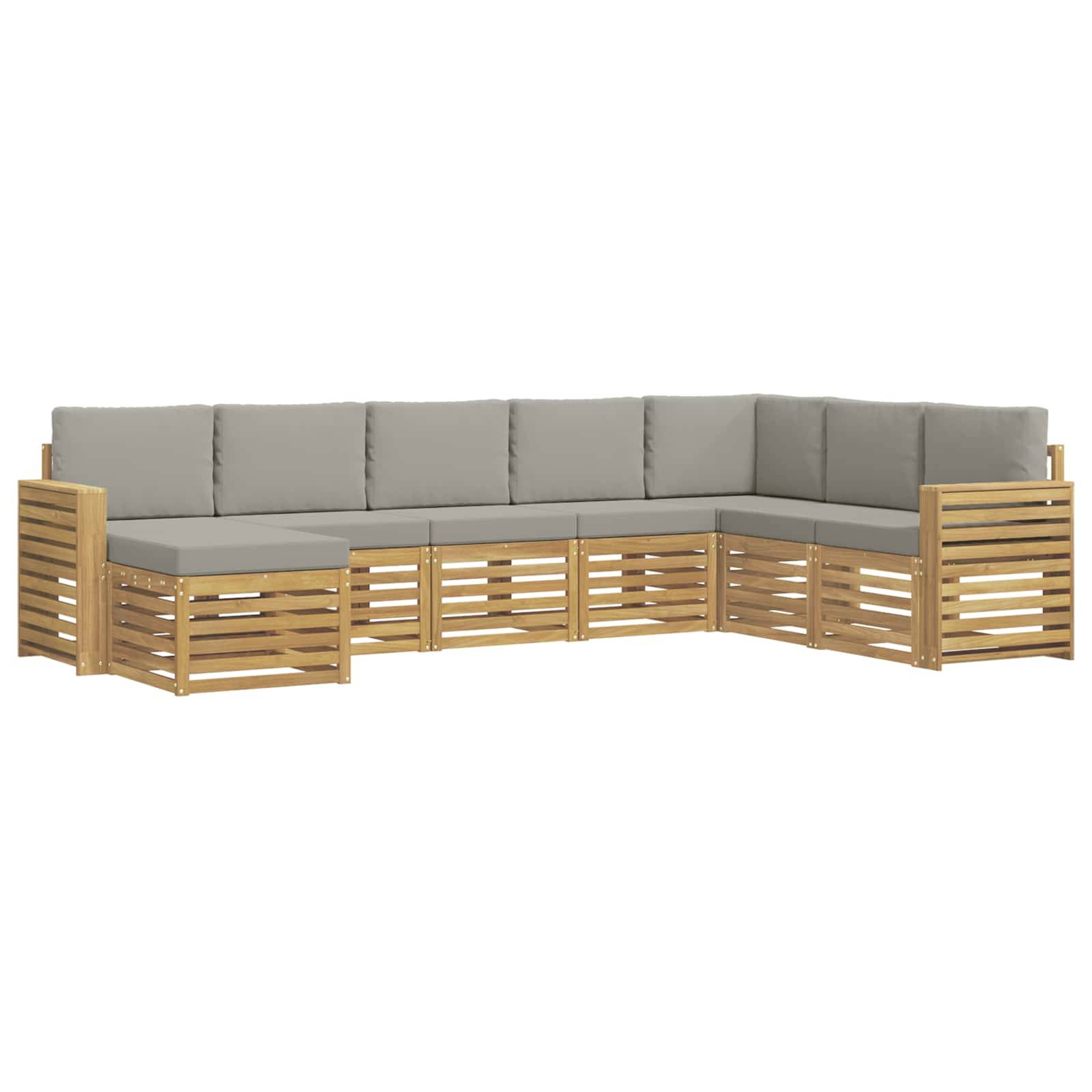 vidaXL Outdoor-Sofagarnitur 8 pcs Weiß und Hellgrau