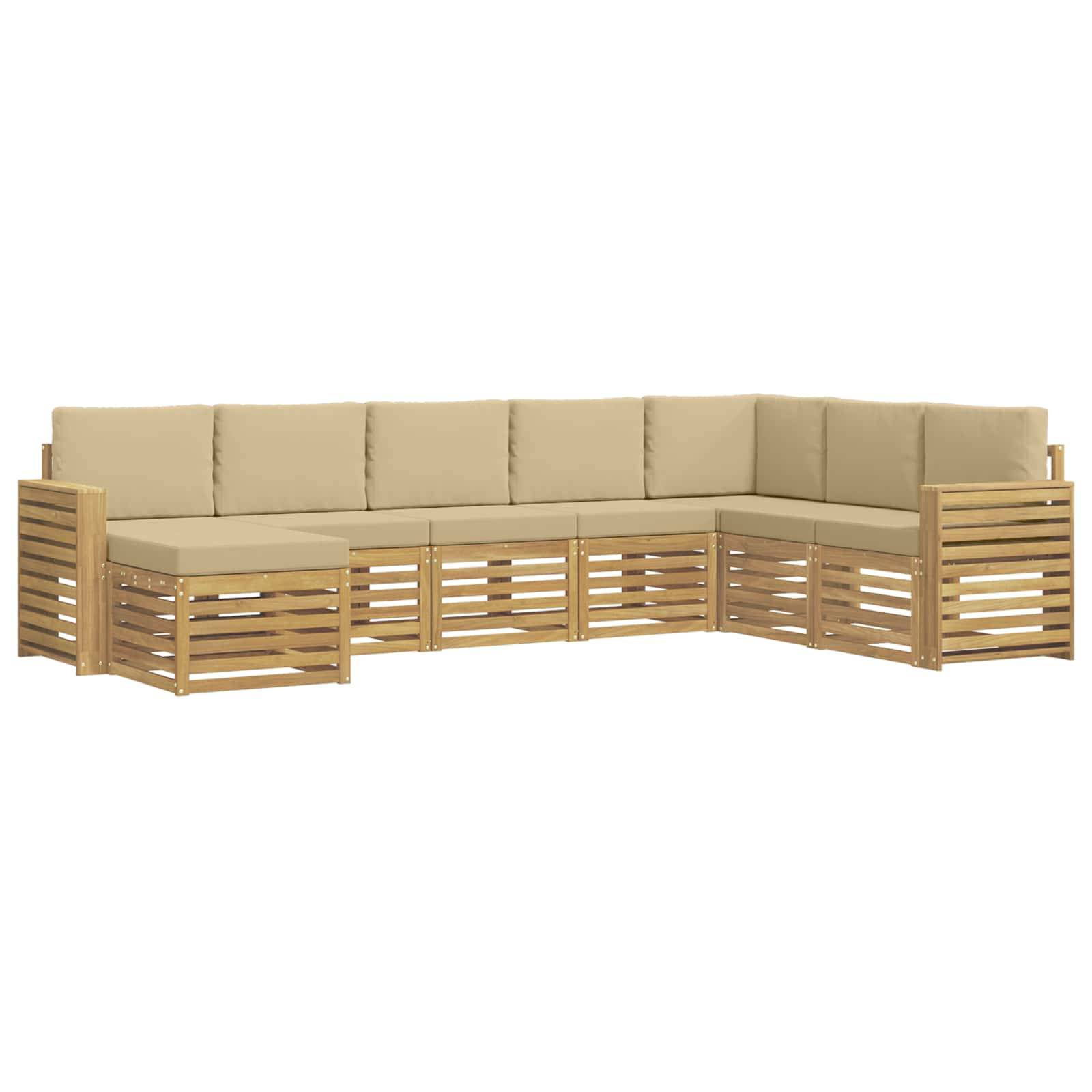 vidaXL Outdoor-Sofagarnitur 8 pcs Weiß und Beige 310 x 191,5 x 73 cm