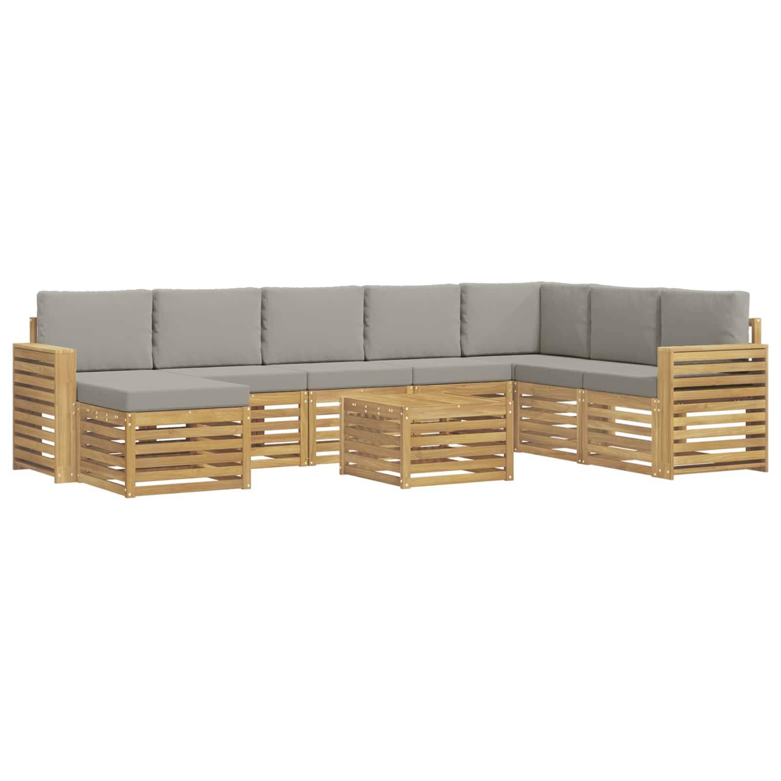 vidaXL Outdoor-Sofagarnitur 9 pcs Weiß und Hellgrau 59 x 59 x 37 cm