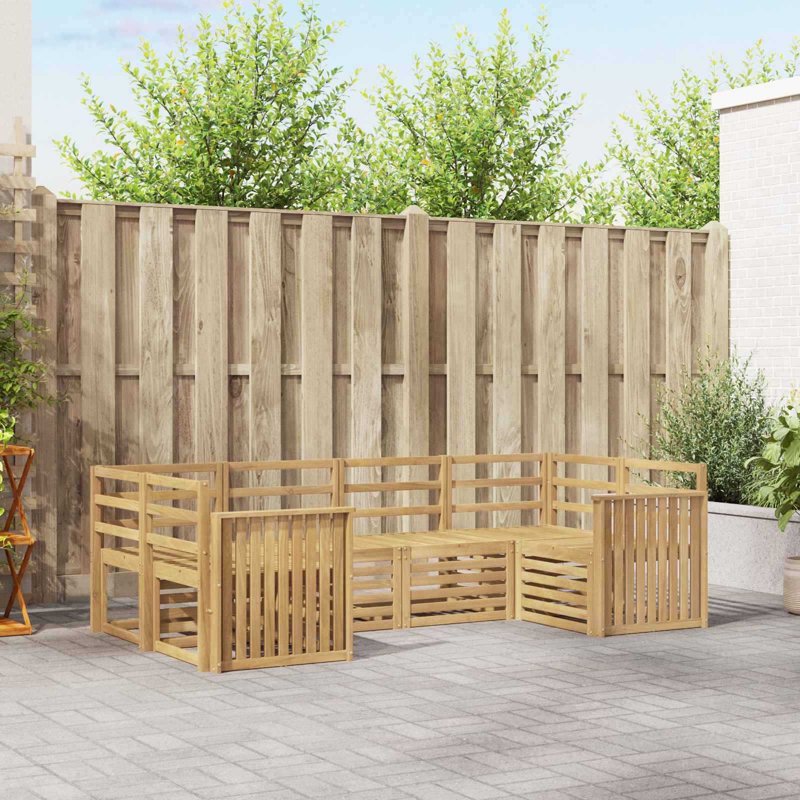 vidaXL Outdoor-Sofagarnitur 6 pcs Weiß 245 x 128,5 x 73 cm