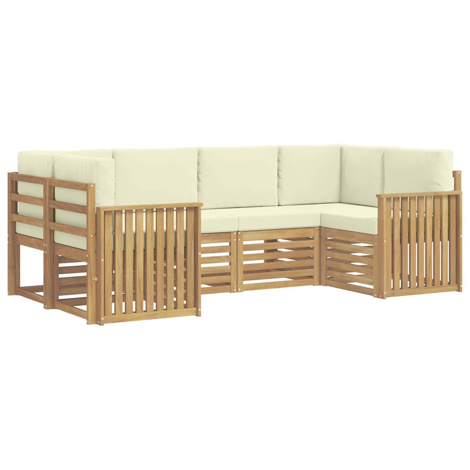 vidaXL Outdoor-Sofagarnitur 6 pcs Weiß und Creme 245 x 128,5 x 73 cm