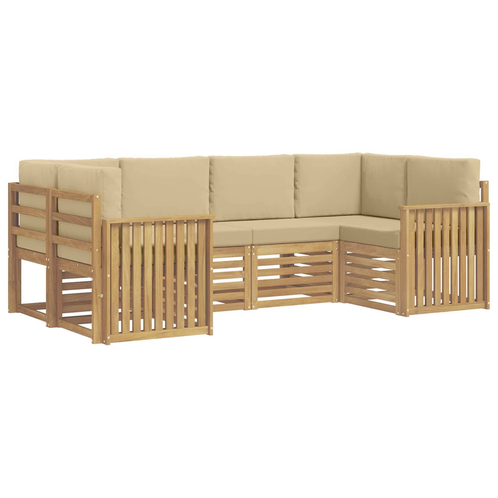 vidaXL Outdoor-Sofagarnitur 6 pcs Weiß und Beige 245 x 128,5 x 73 cm
