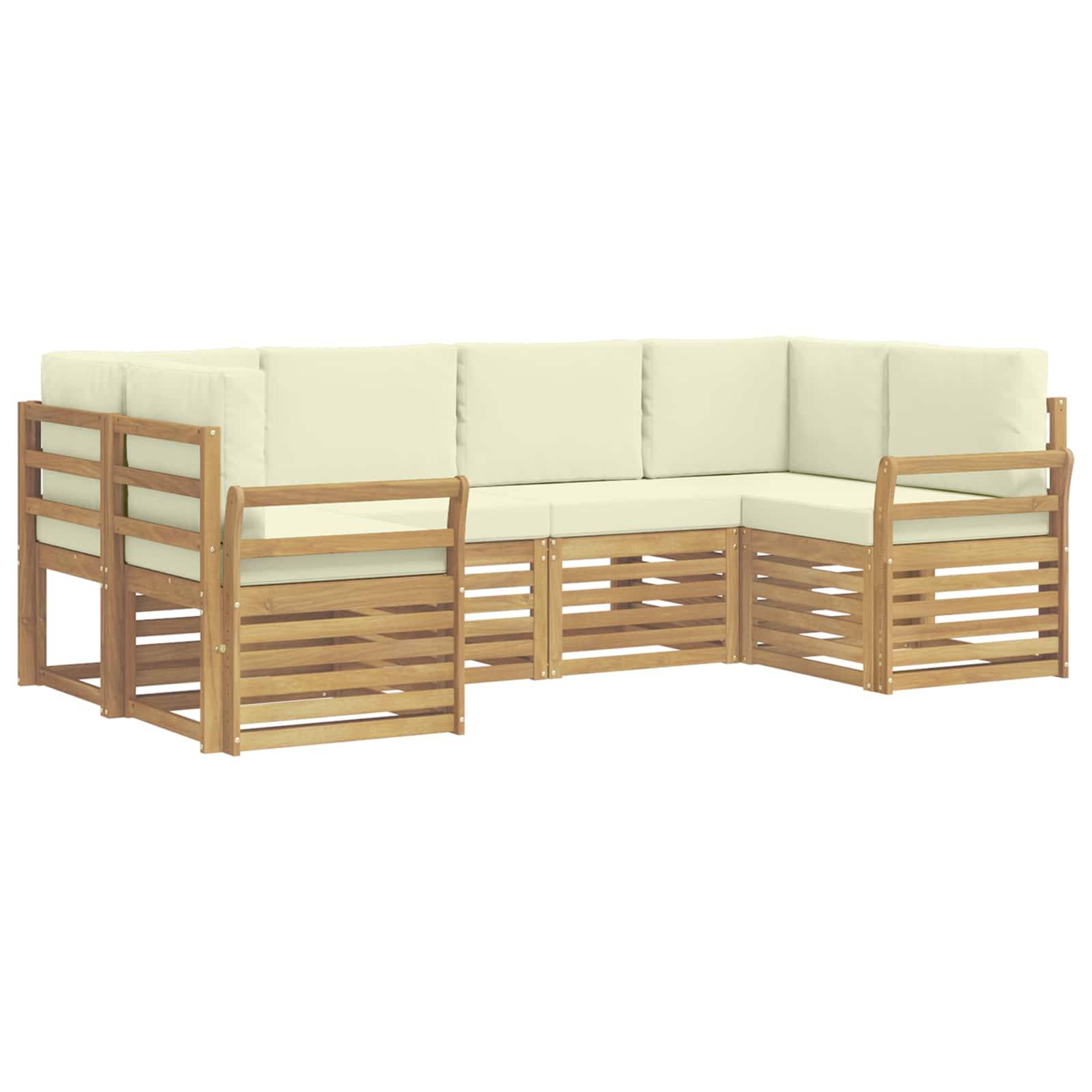 vidaXL Outdoor-Sofagarnitur 6 pcs Weiß und Creme 245 x 130,5 x 73 cm