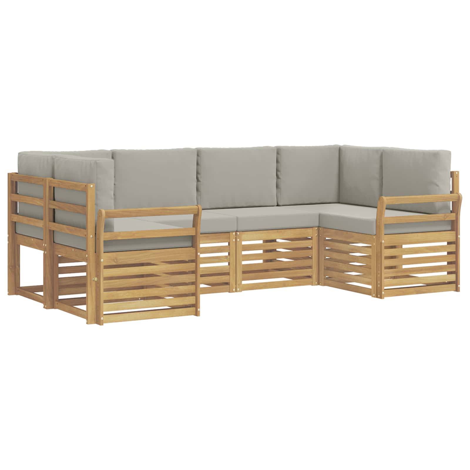 vidaXL Outdoor-Sofagarnitur 6 pcs Weiß und Hellgrau