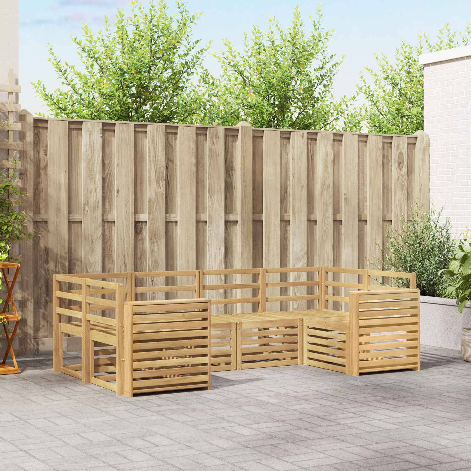 vidaXL Outdoor-Sofagarnitur 6 pcs Weiß 245 x 132,5 x 73 cm