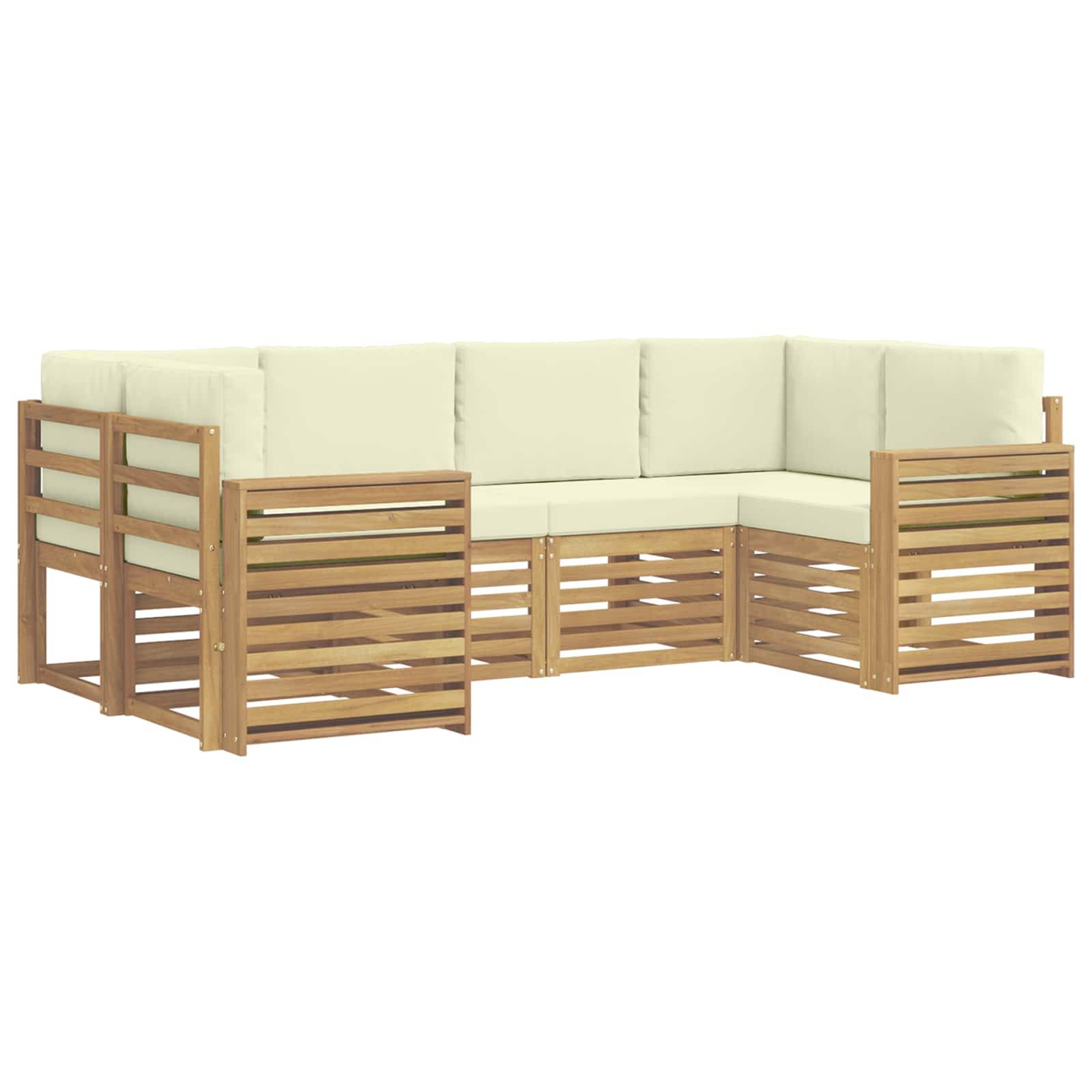 vidaXL Outdoor-Sofagarnitur 6 pcs Weiß und Creme 245 x 132,5 x 73 cm