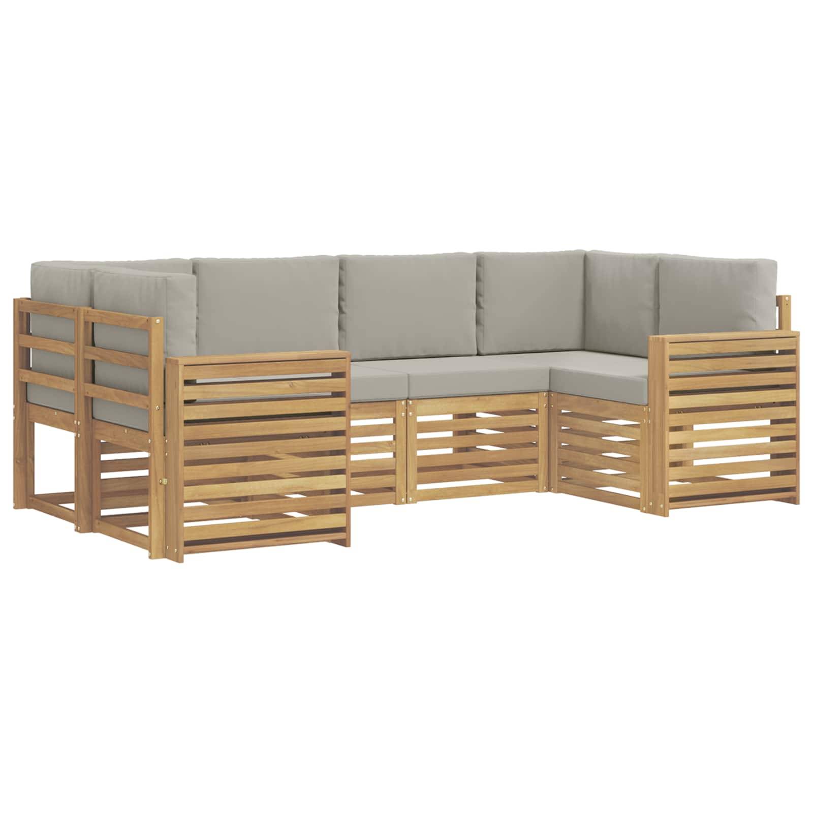 vidaXL Outdoor-Sofagarnitur 6 pcs Weiß und Hellgrau