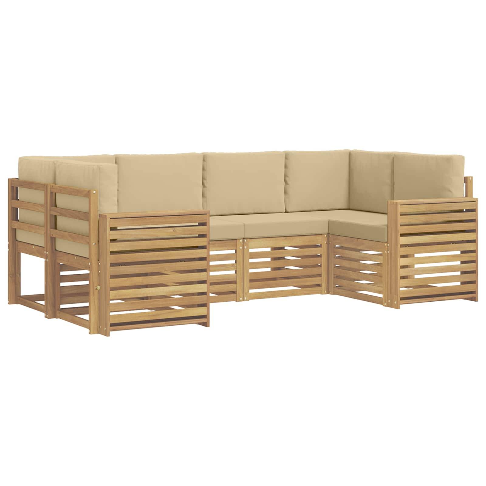 vidaXL Outdoor-Sofagarnitur 6 pcs Weiß und Beige 245 x 132,5 x 73 cm