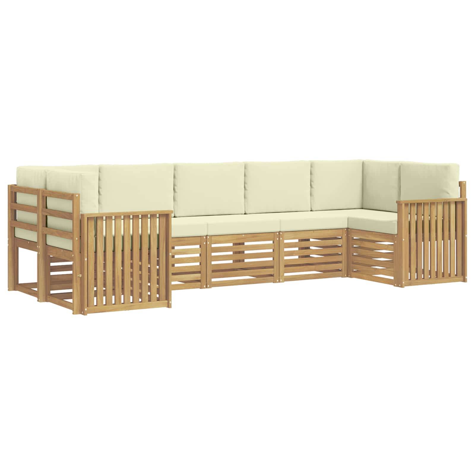 vidaXL Outdoor-Sofagarnitur 7 pcs Weiß und Creme 304 x 128,5 x 73 cm