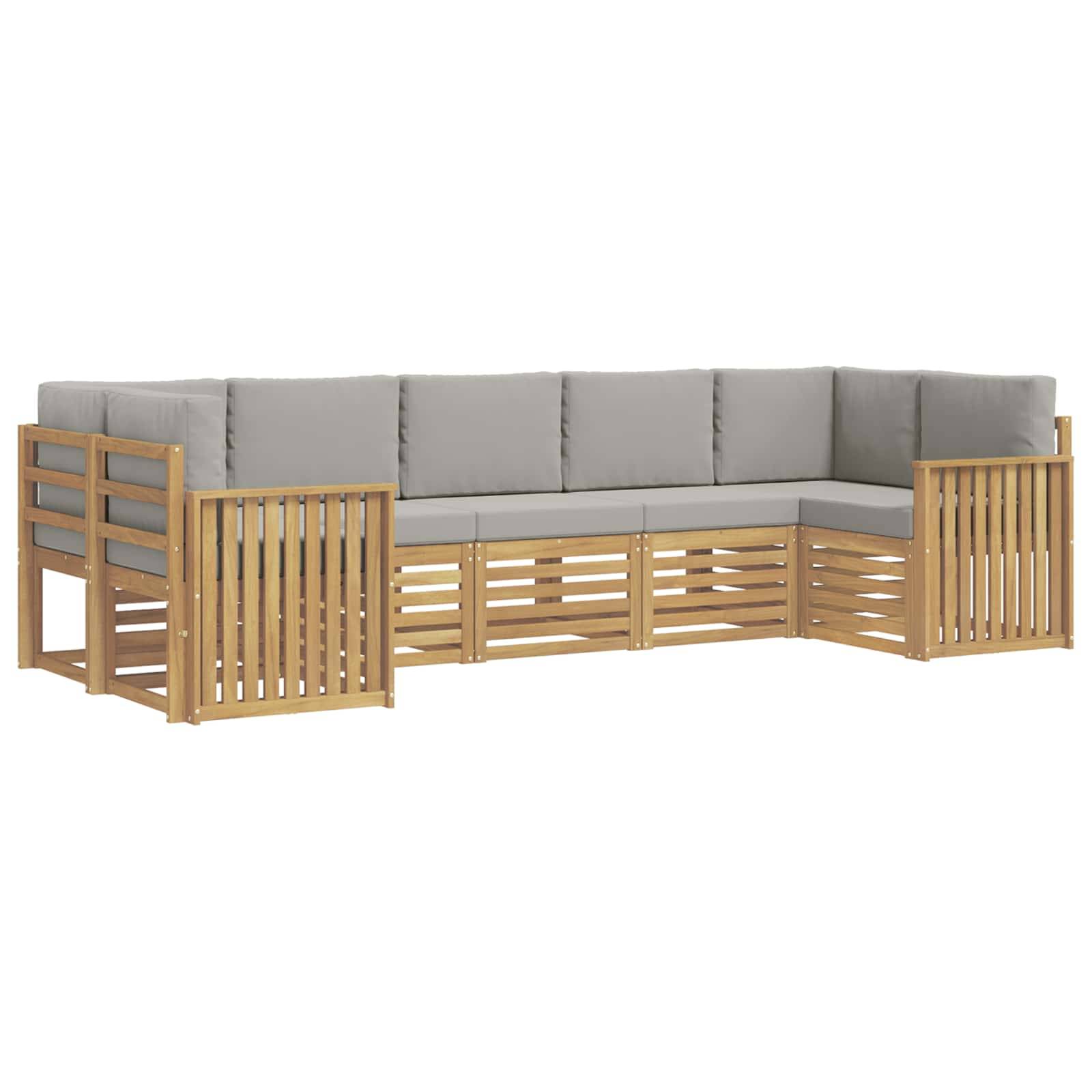vidaXL Outdoor-Sofagarnitur 7 pcs Weiß und Hellgrau
