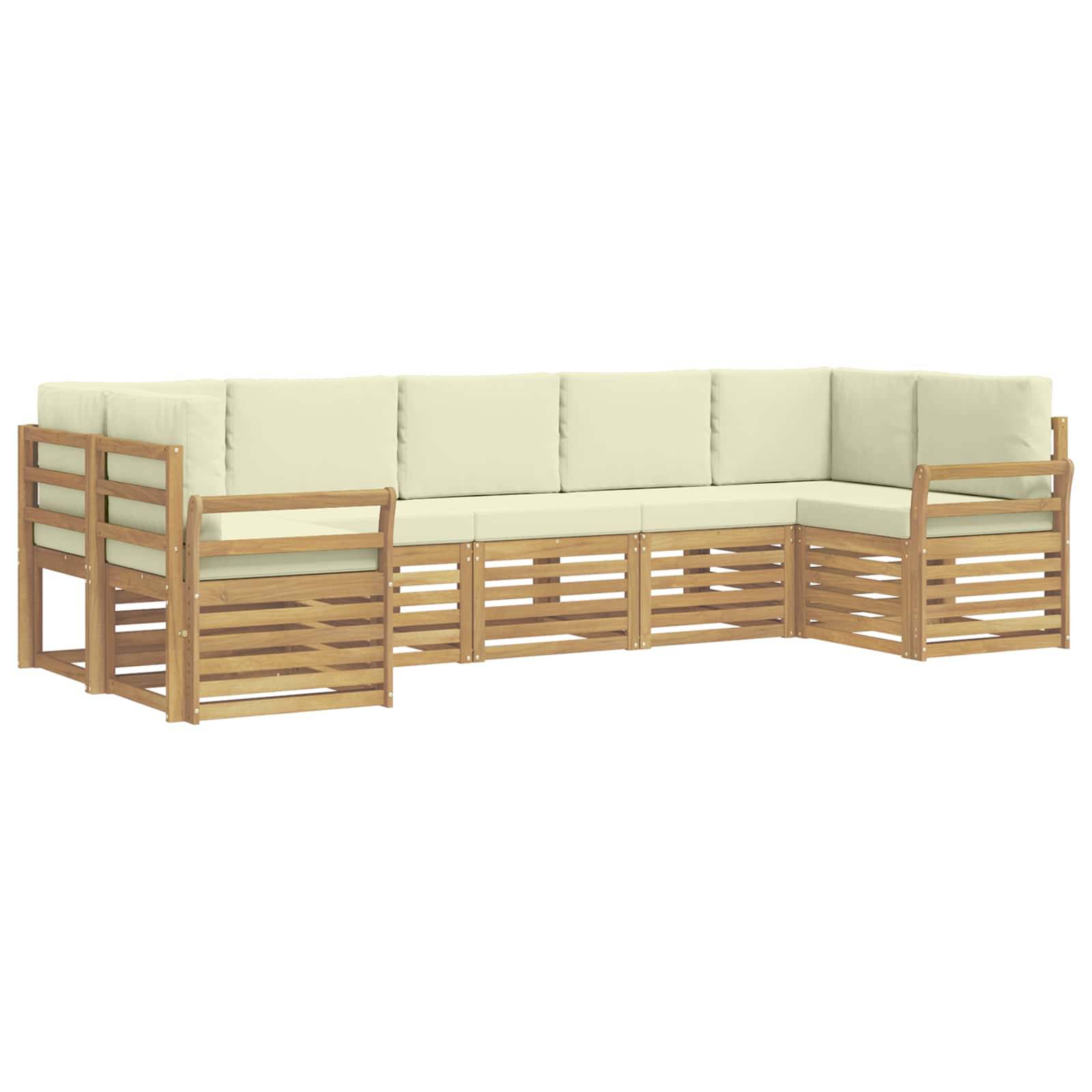 vidaXL Outdoor-Sofagarnitur 7 pcs Weiß und Creme 304 x 130,5 x 73 cm