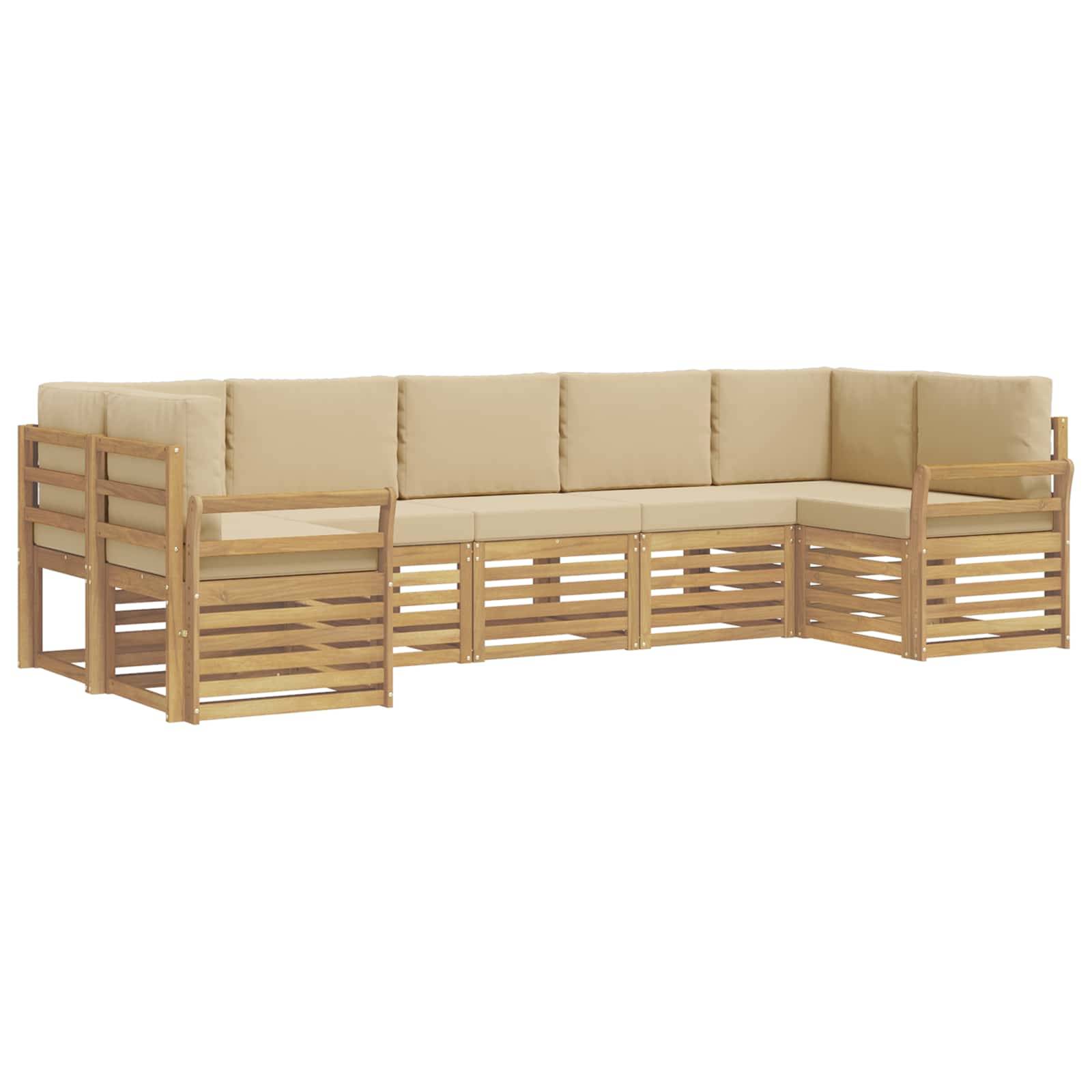 vidaXL Outdoor-Sofagarnitur 7 pcs Weiß und Beige 304 x 130,5 x 73 cm