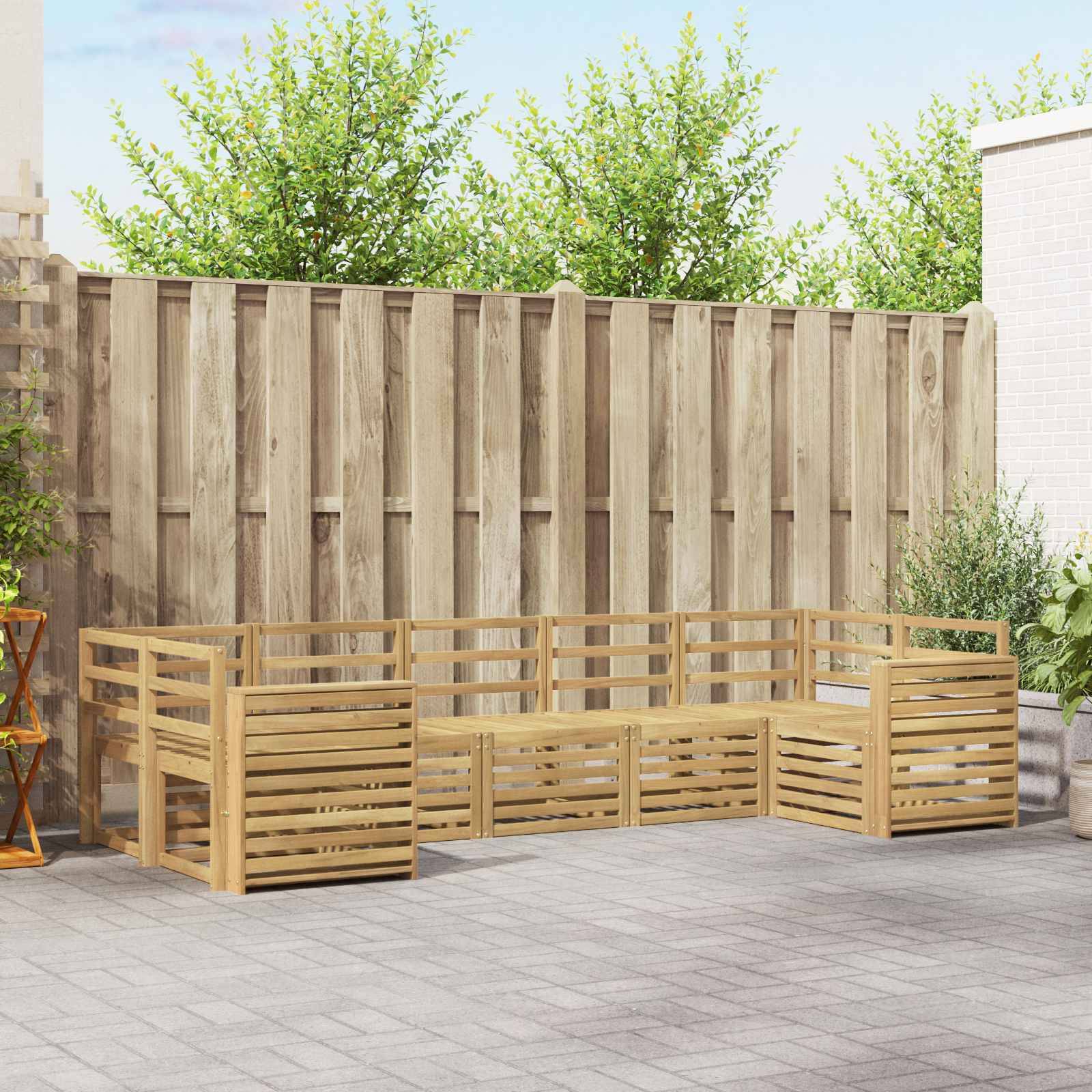 vidaXL Outdoor-Sofagarnitur 7 pcs Weiß 304 x 132,5 x 73 cm
