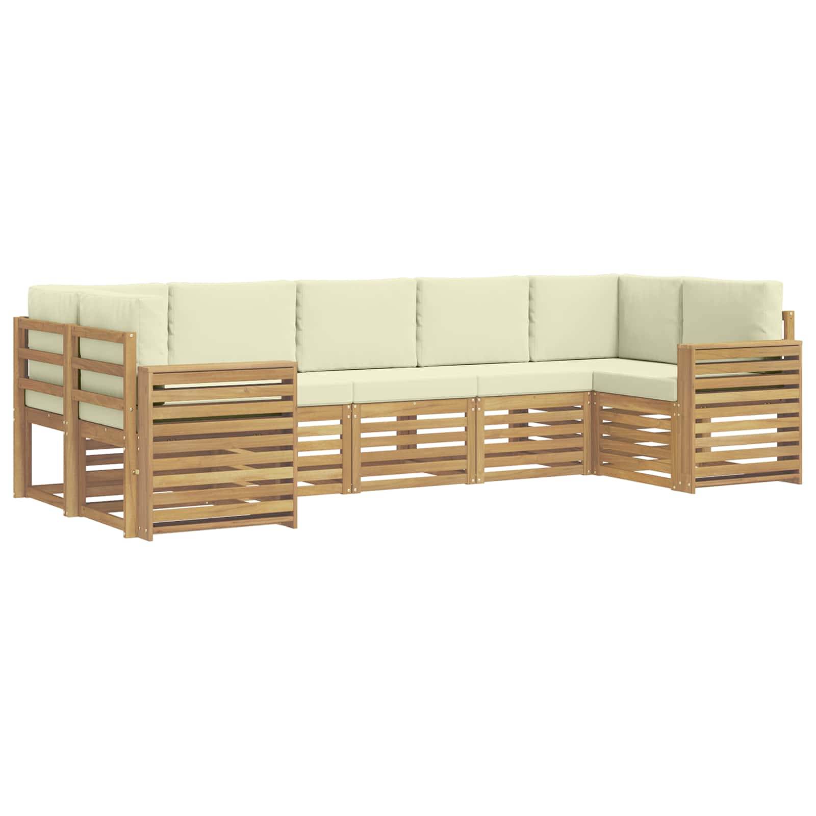 vidaXL Outdoor-Sofagarnitur 7 pcs Weiß und Creme 304 x 132,5 x 73 cm