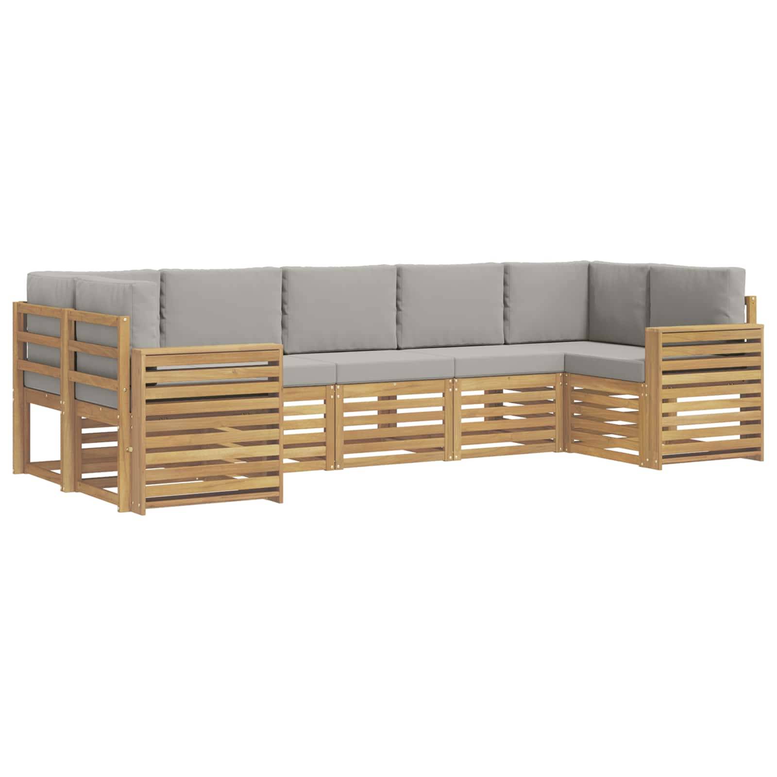 vidaXL Outdoor-Sofagarnitur 7 pcs Weiß und Hellgrau