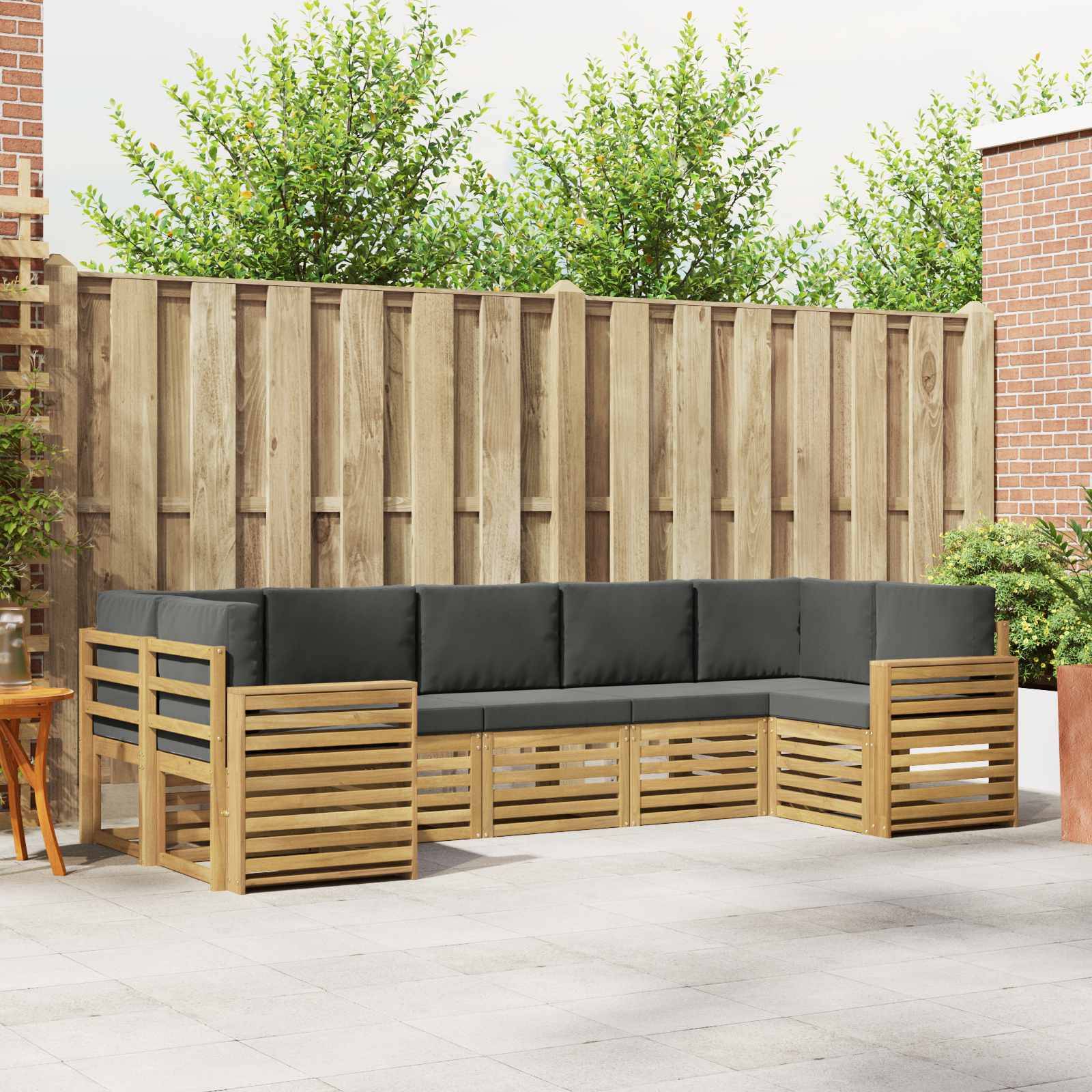 vidaXL Outdoor-Sofagarnitur 7 pcs Weiß und Anthrazit