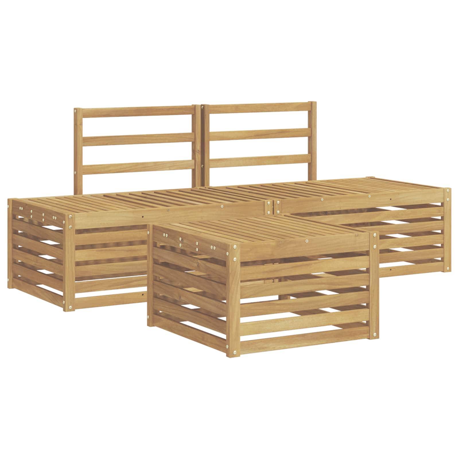 vidaXL Outdoor-Sofagarnitur 4 Stück Weiß Massivholz Akazie