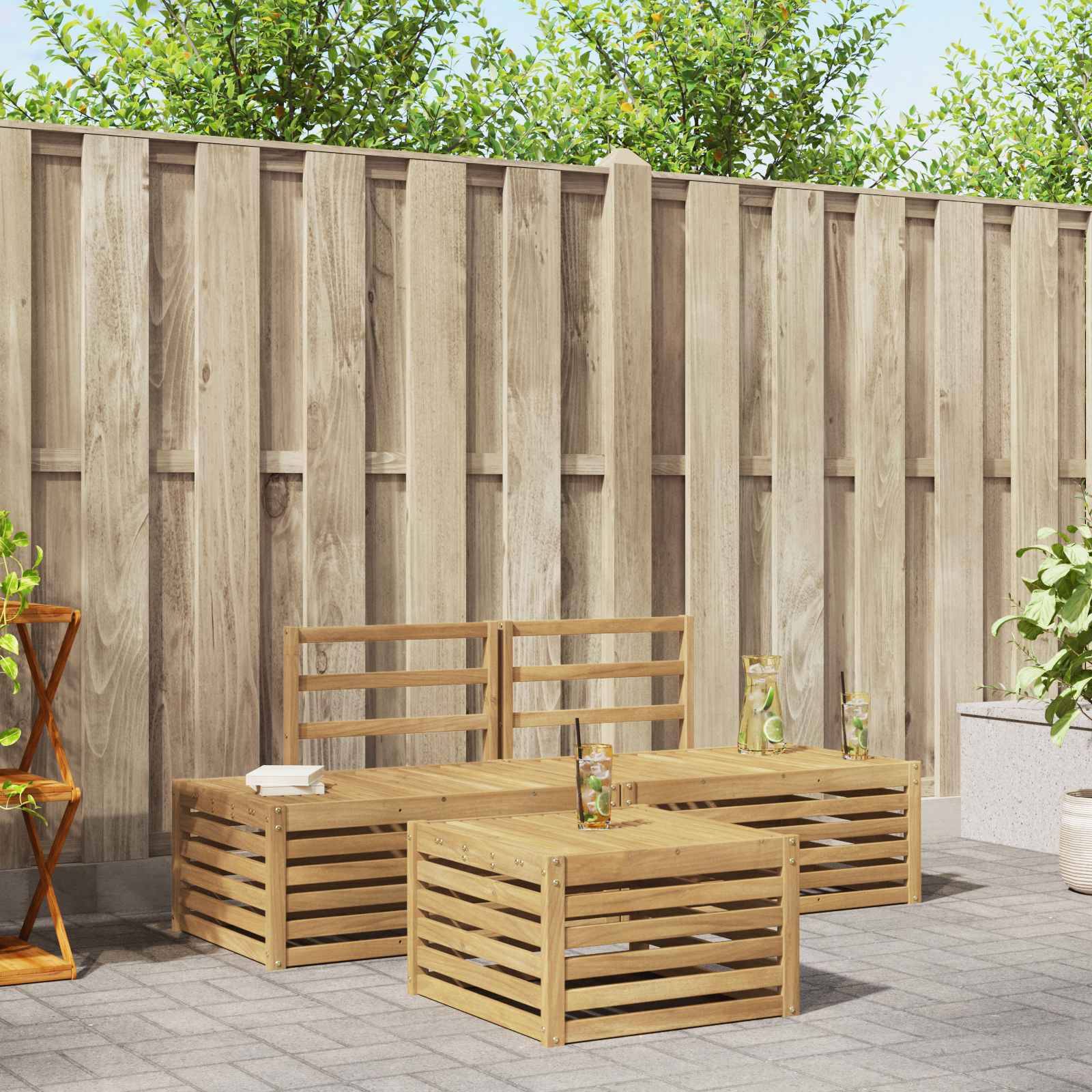 vidaXL Outdoor-Sofagarnitur 4 Stück Weiß Massivholz Akazie