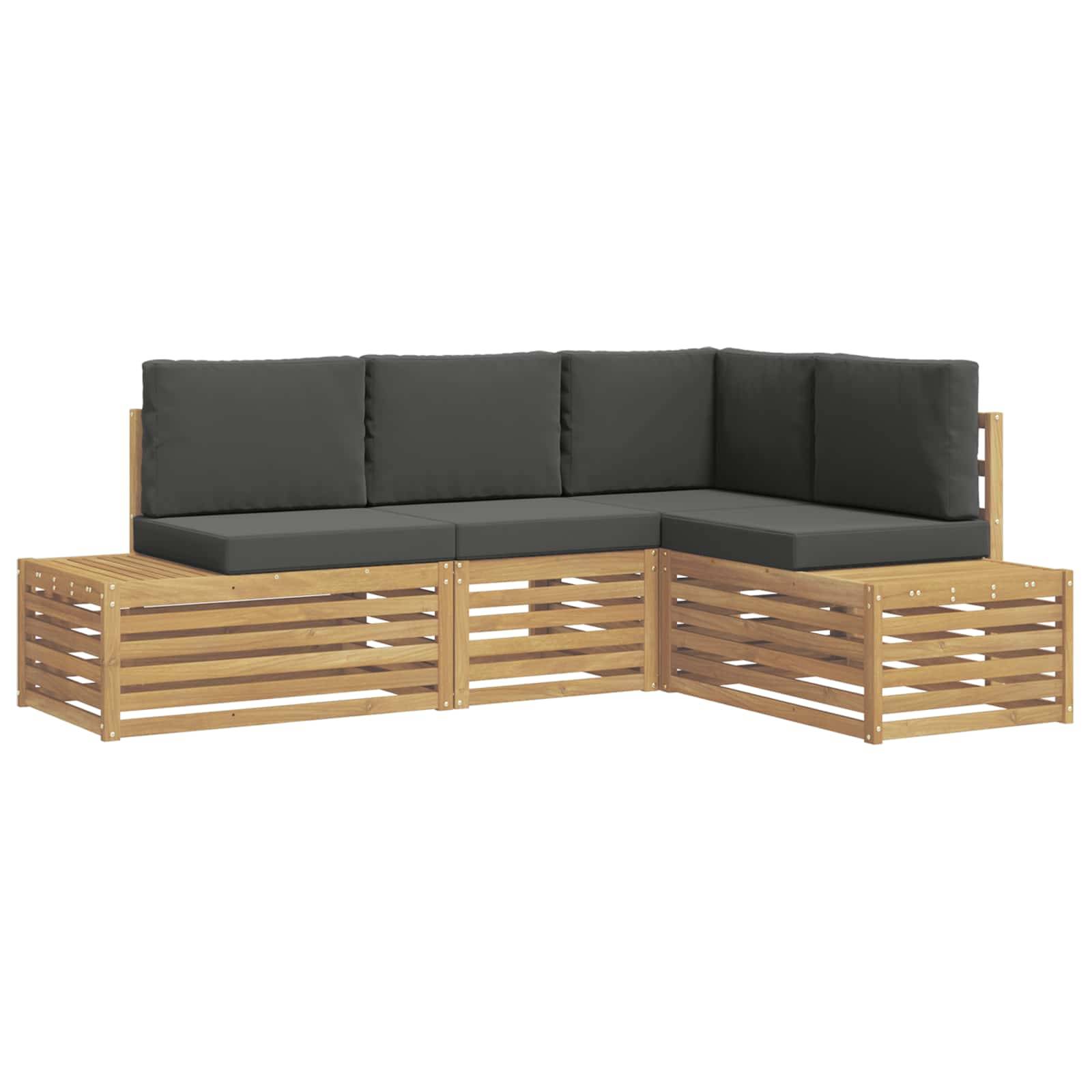 vidaXL Outdoor-Sofagarnitur mit Kissen 4 Stück Weiß und Anthrazit