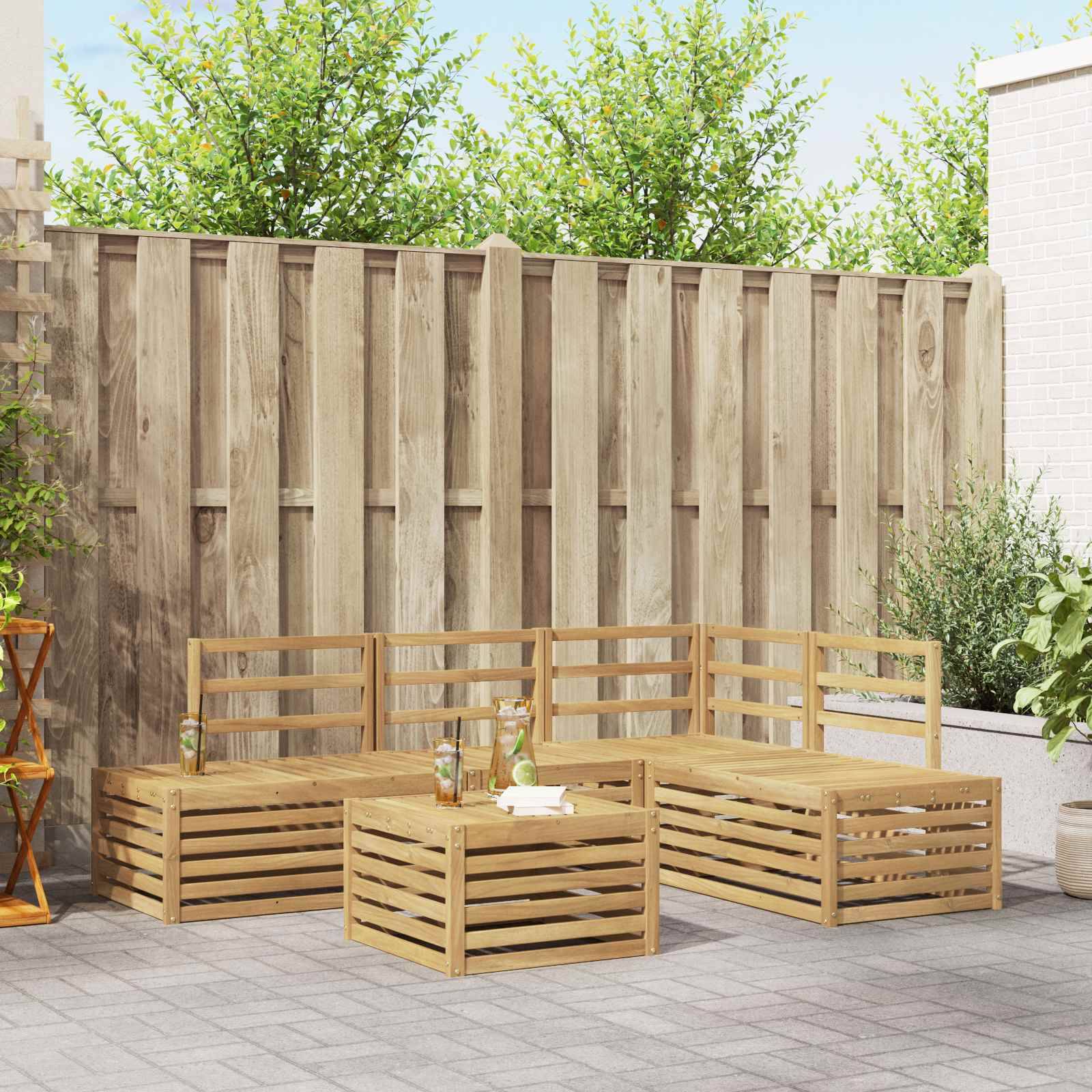 vidaXL Outdoor-Sofagarnitur 5 Stück Weiß