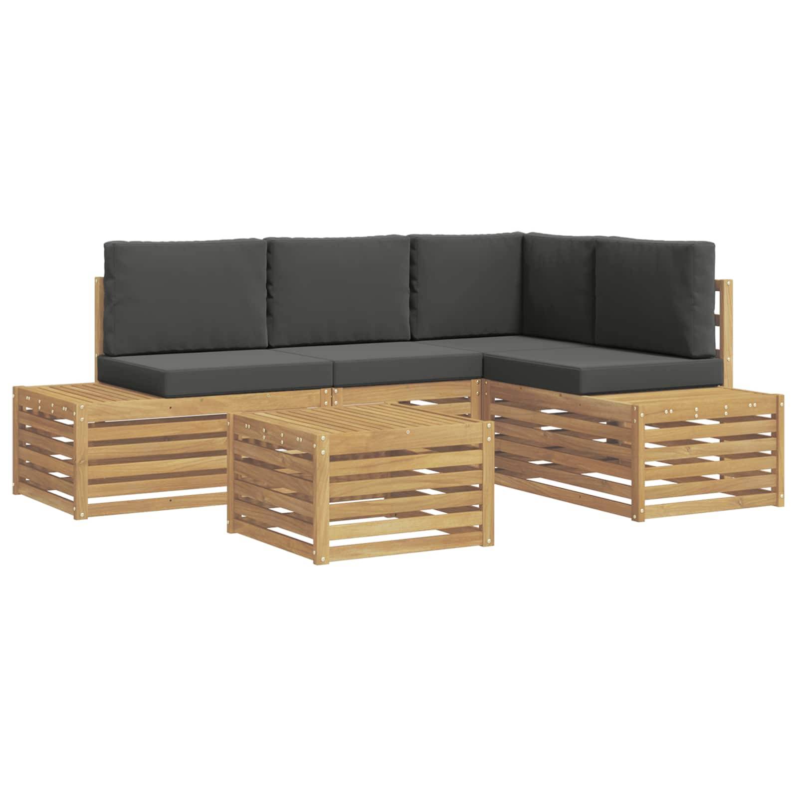 vidaXL Outdoor-Sofagarnitur mit Kissen 5 Stück Weiß und Anthrazit