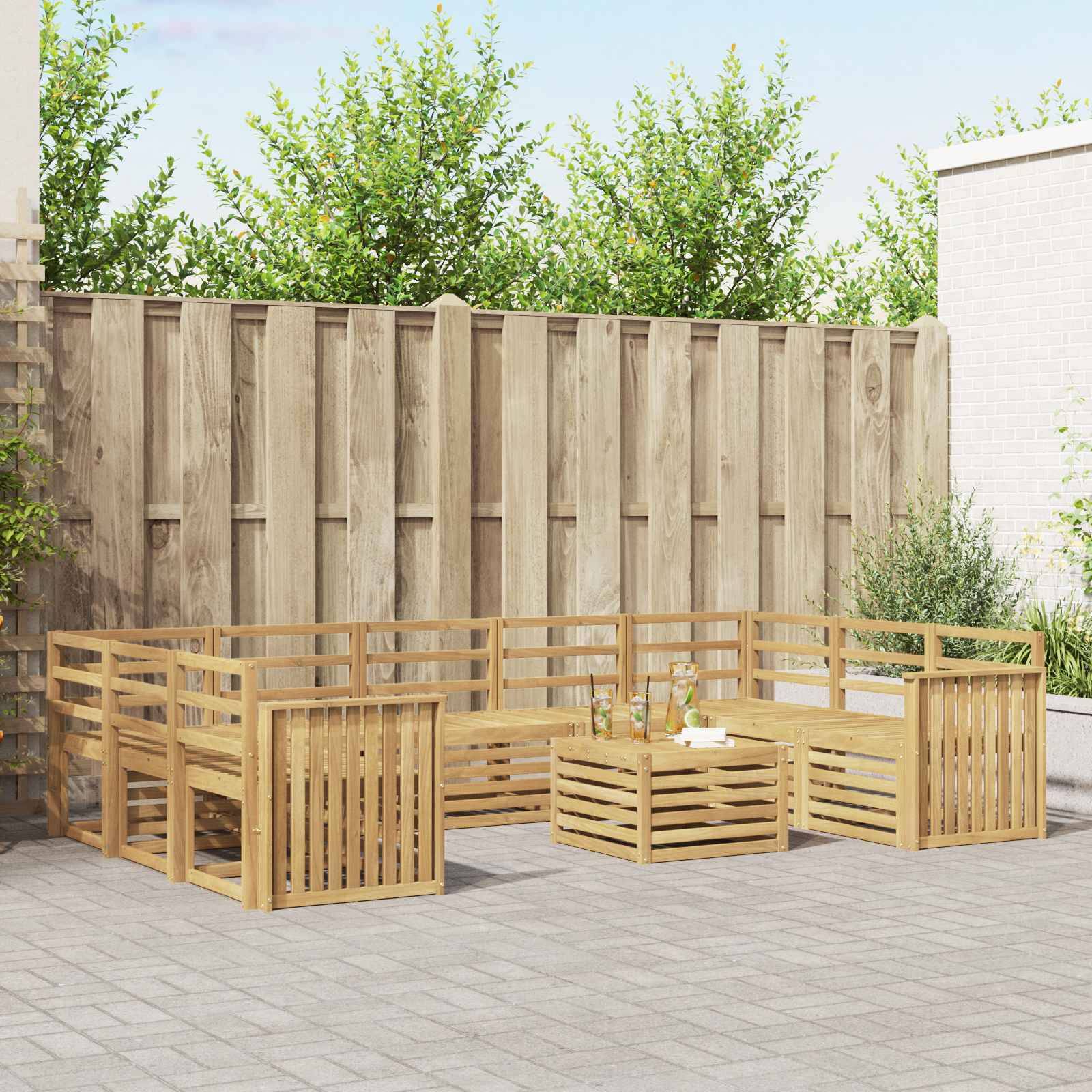 vidaXL Outdoor-Sofagarnitur 10 pcs Weiß 59 x 59 x 37 cm