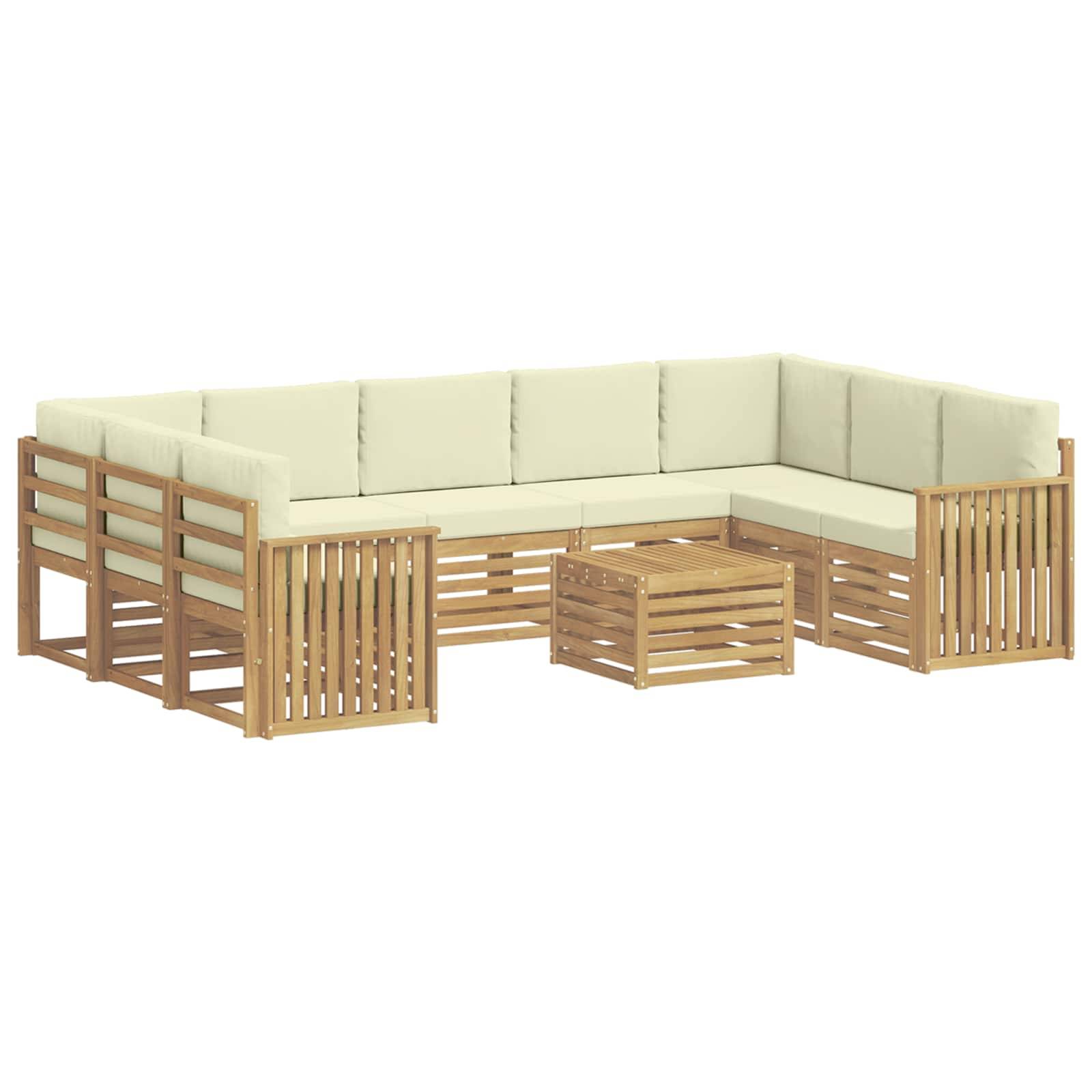 vidaXL Outdoor-Sofagarnitur 10 pcs Weiß und Creme 59 x 59 x 37 cm