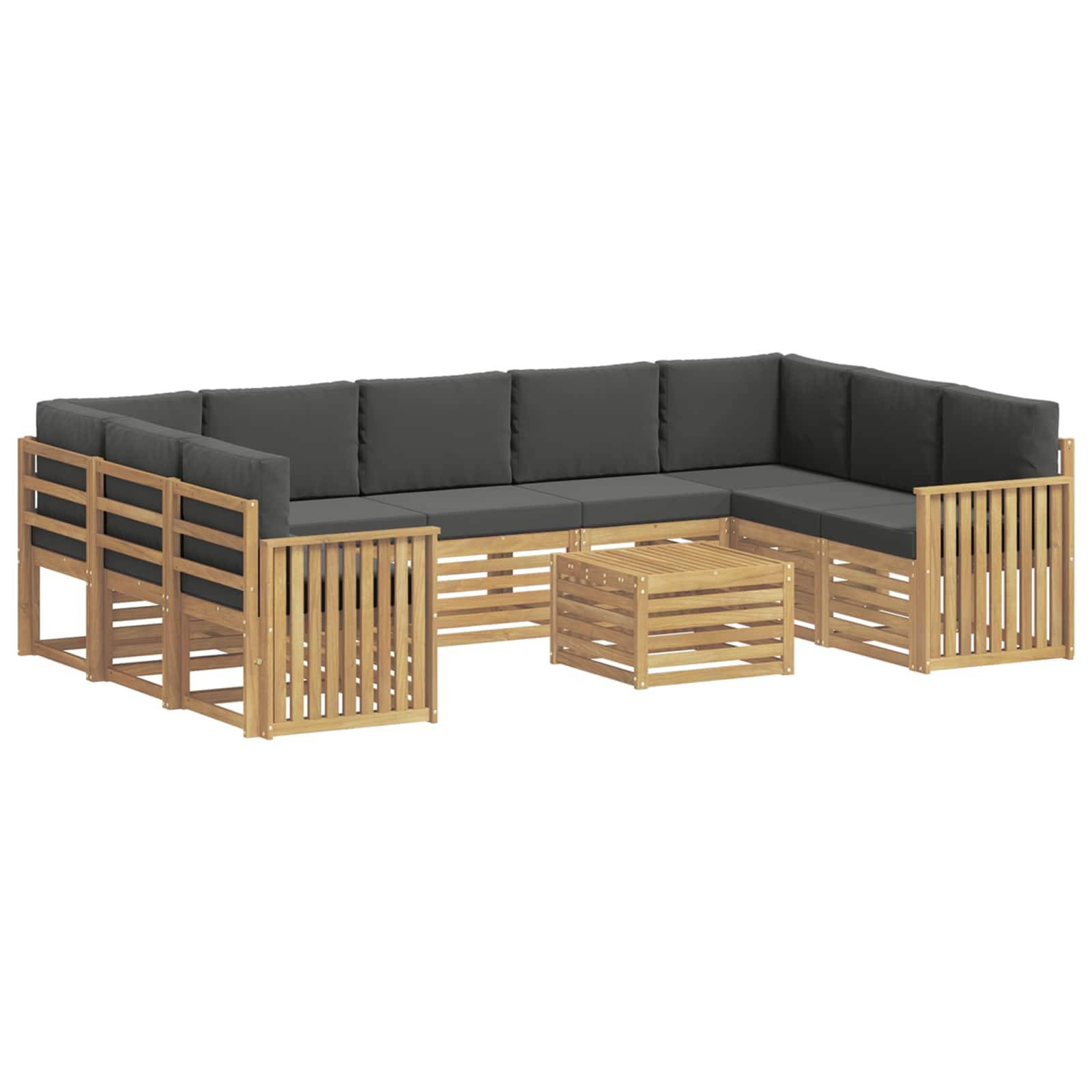 vidaXL Outdoor-Sofagarnitur 10 pcs Weiß und Anthrazit 59 x 59 x 37 cm