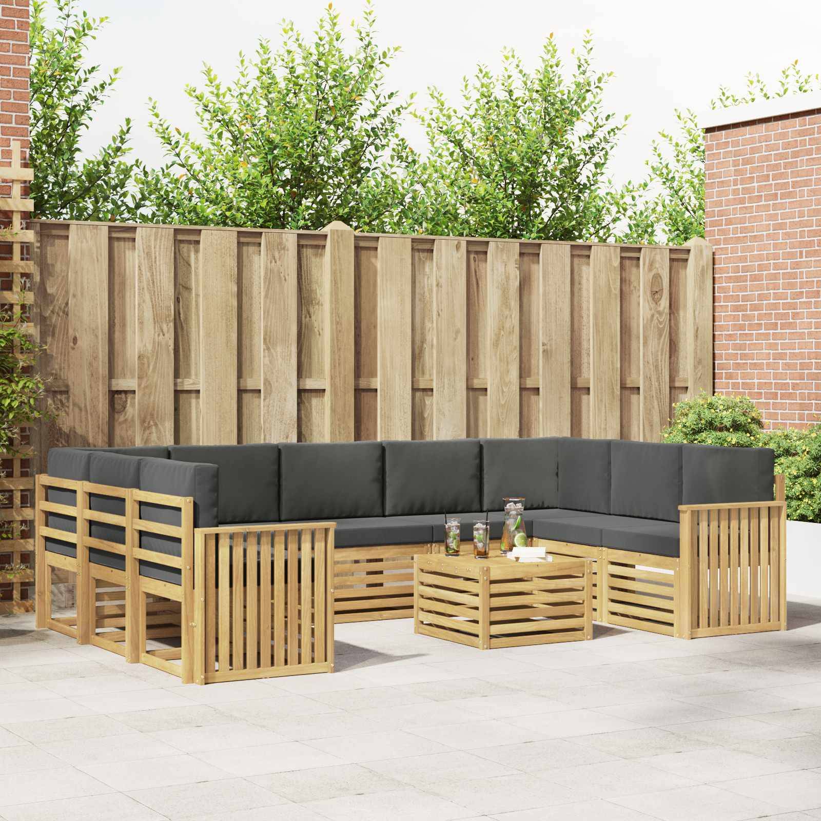 vidaXL Outdoor-Sofagarnitur 10 pcs Weiß und Anthrazit 59 x 59 x 37 cm
