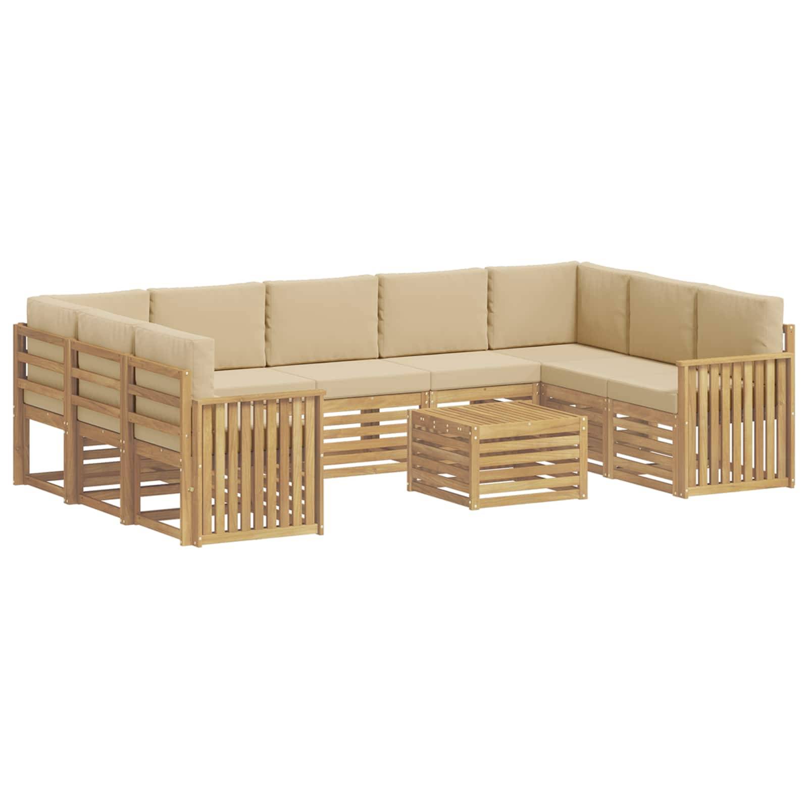 vidaXL Outdoor-Sofagarnitur 10 pcs Weiß und Beige 59 x 59 x 37 cm