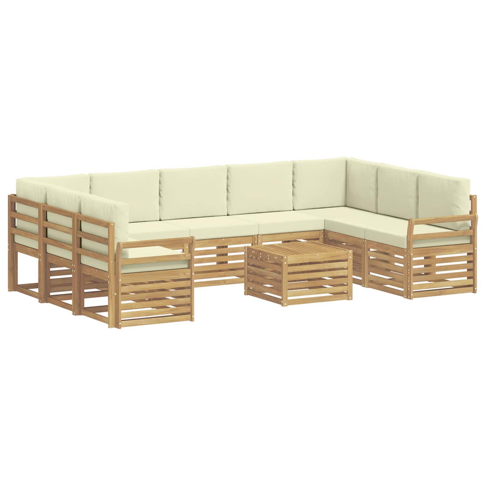 vidaXL Outdoor-Sofagarnitur 10 pcs Weiß und Creme 59 x 59 x 37 cm
