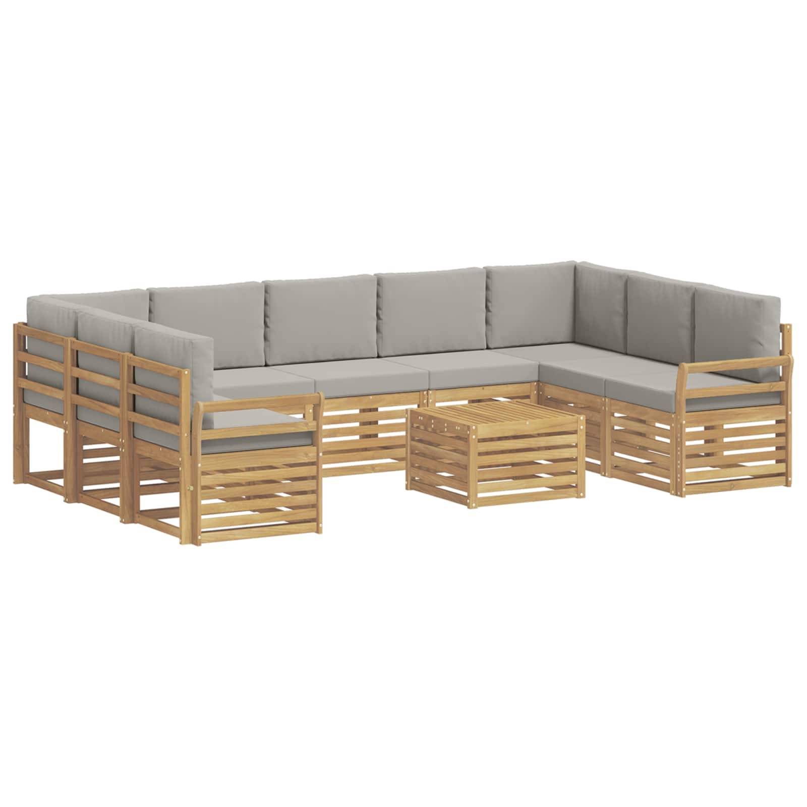 vidaXL Outdoor-Sofagarnitur 10 pcs Weiß und Hellgrau 59 x 59 x 37 cm