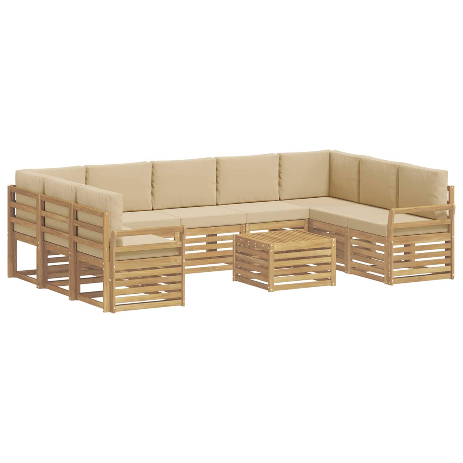 vidaXL Outdoor-Sofagarnitur 10 pcs Weiß und Beige 59 x 59 x 37 cm