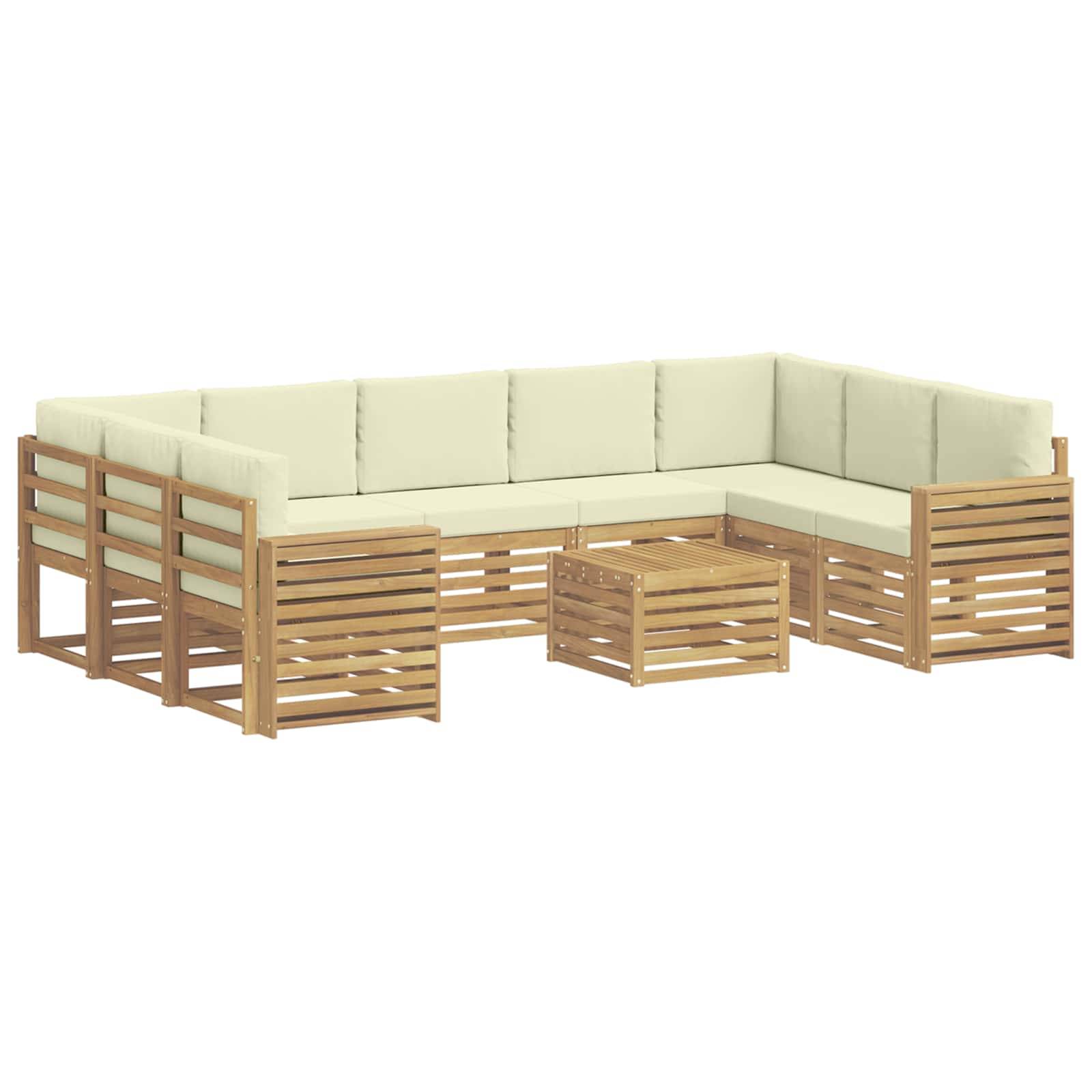 vidaXL Outdoor-Sofagarnitur 10 pcs Weiß und Creme 59 x 59 x 37 cm