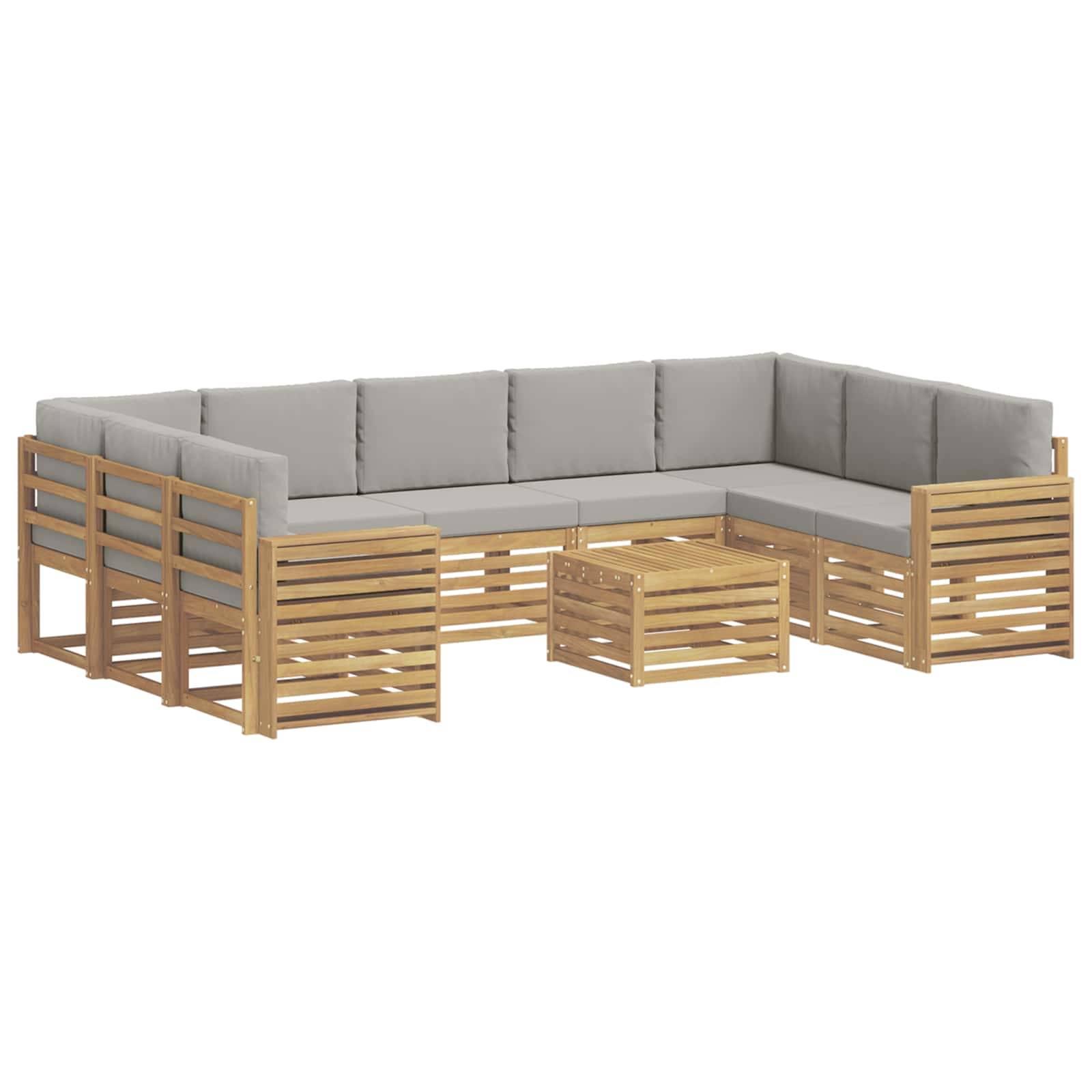 vidaXL Outdoor-Sofagarnitur 10 pcs Weiß und Hellgrau 59 x 59 x 37 cm