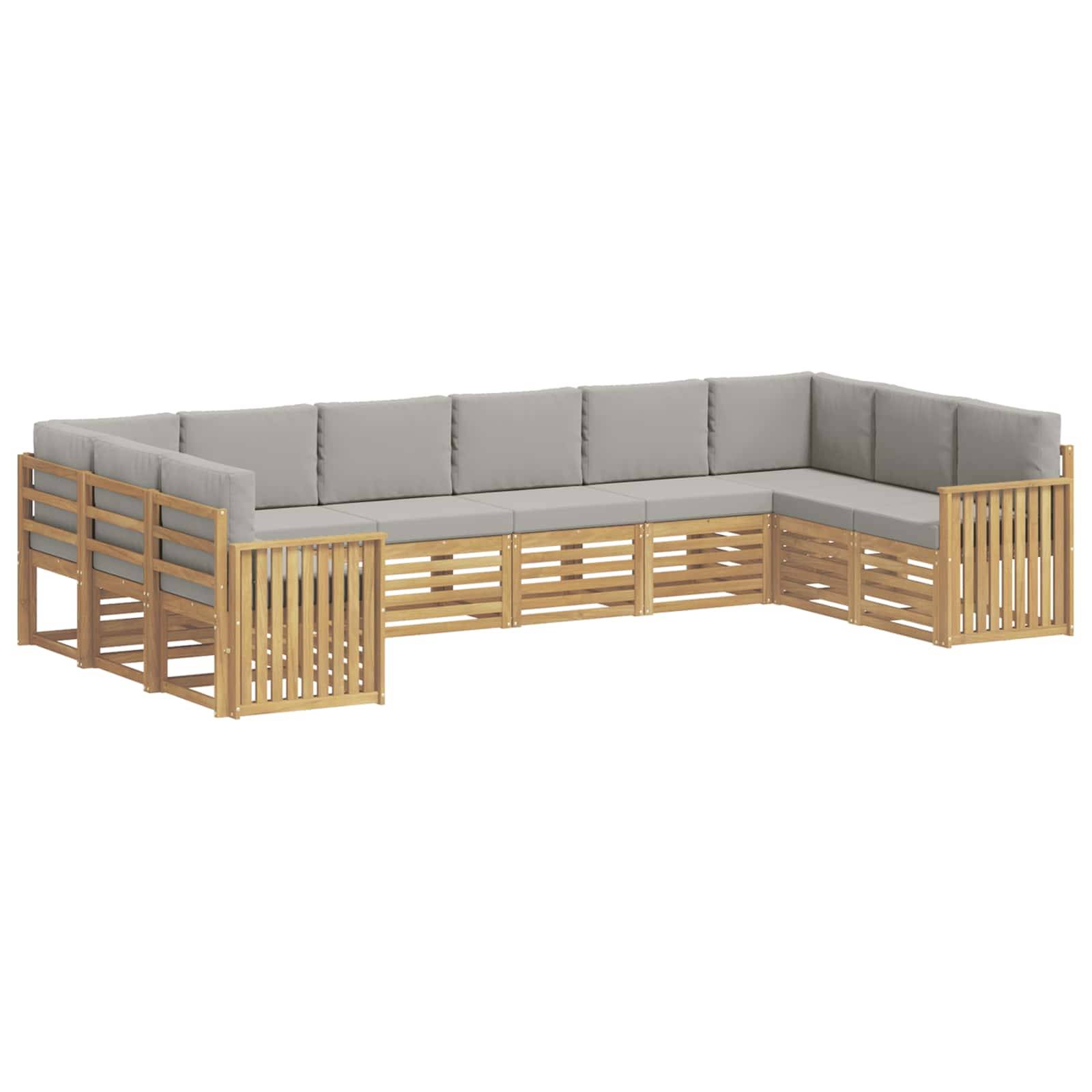 vidaXL Outdoor-Sofagarnitur 10 pcs Weiß und Hellgrau
