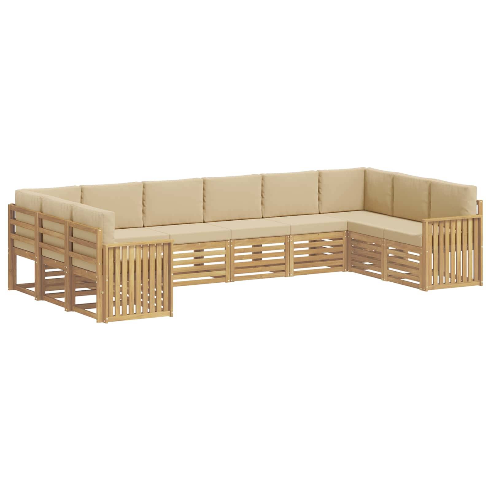 vidaXL Outdoor-Sofagarnitur 10 pcs Weiß und Beige 363 x 187,5 x 73 cm
