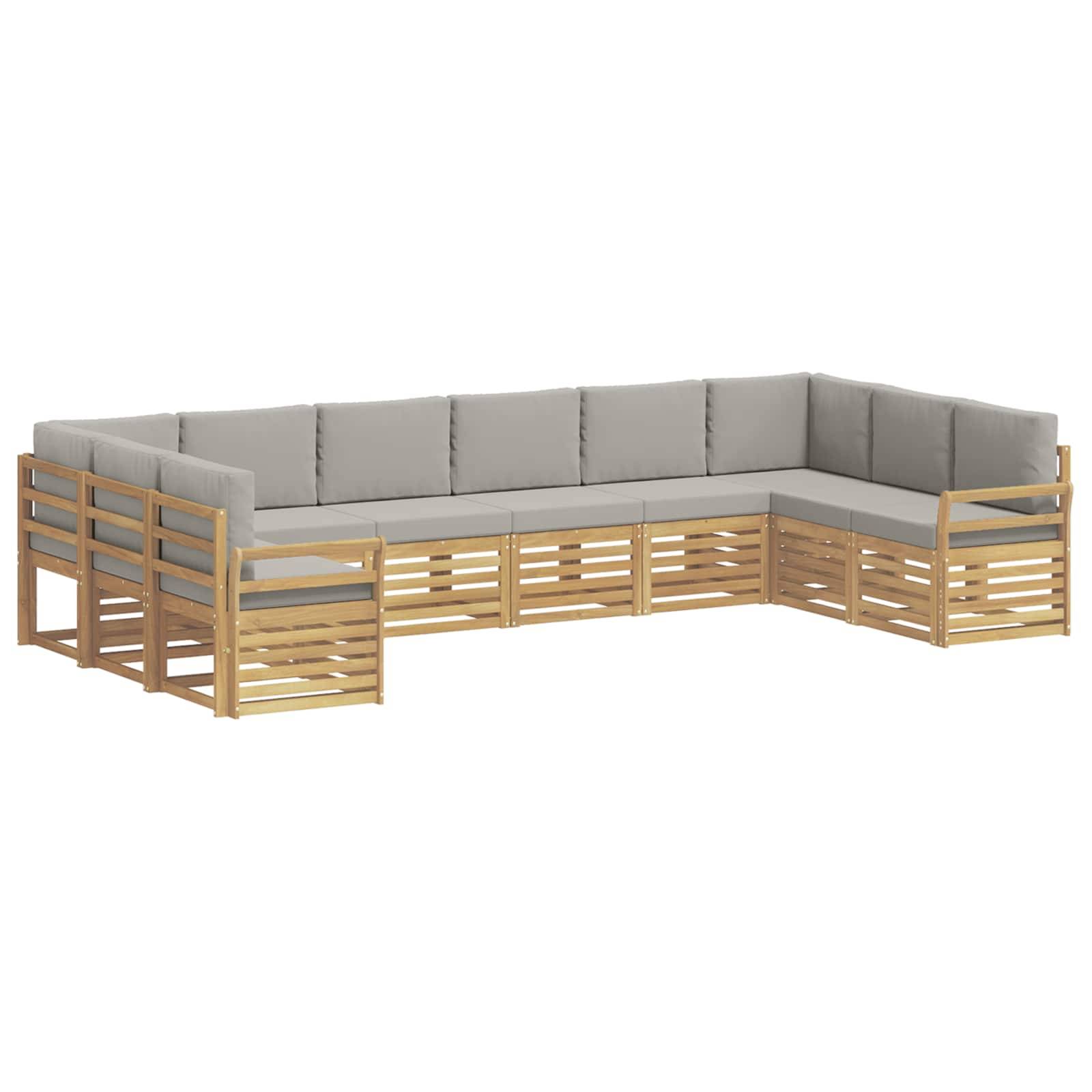 vidaXL Outdoor-Sofagarnitur 10 pcs Weiß und Hellgrau 363 x 190 x 73 cm