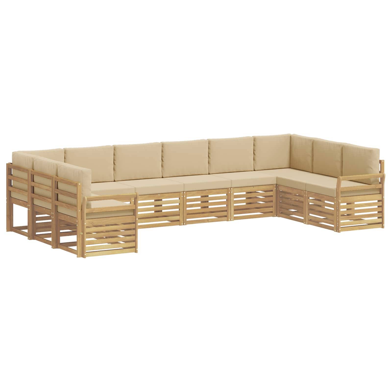 vidaXL Outdoor-Sofagarnitur 10 pcs Weiß und Beige 363 x 190 x 73 cm