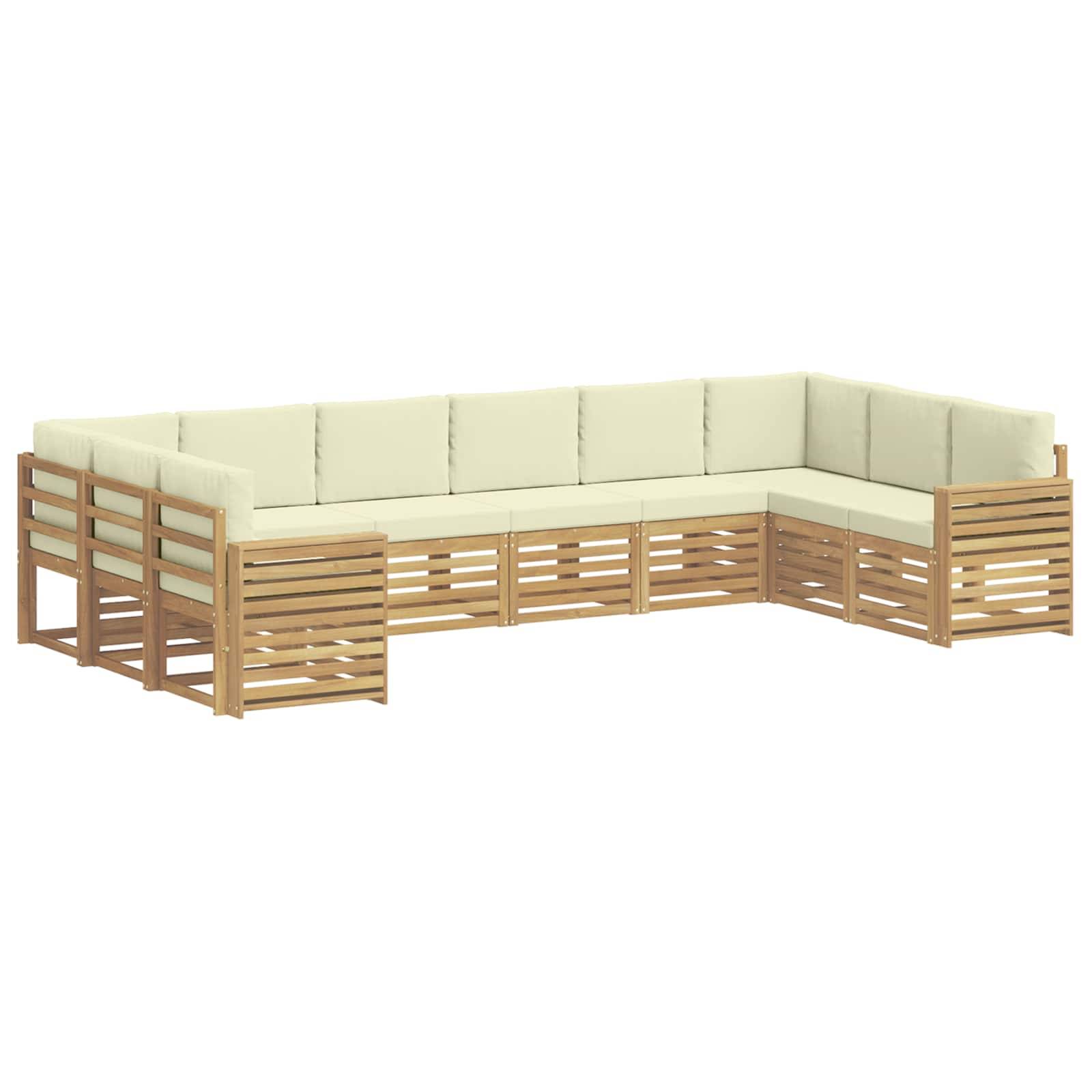 vidaXL Outdoor-Sofagarnitur 10 pcs Weiß und Creme 363 x 191,5 x 73 cm