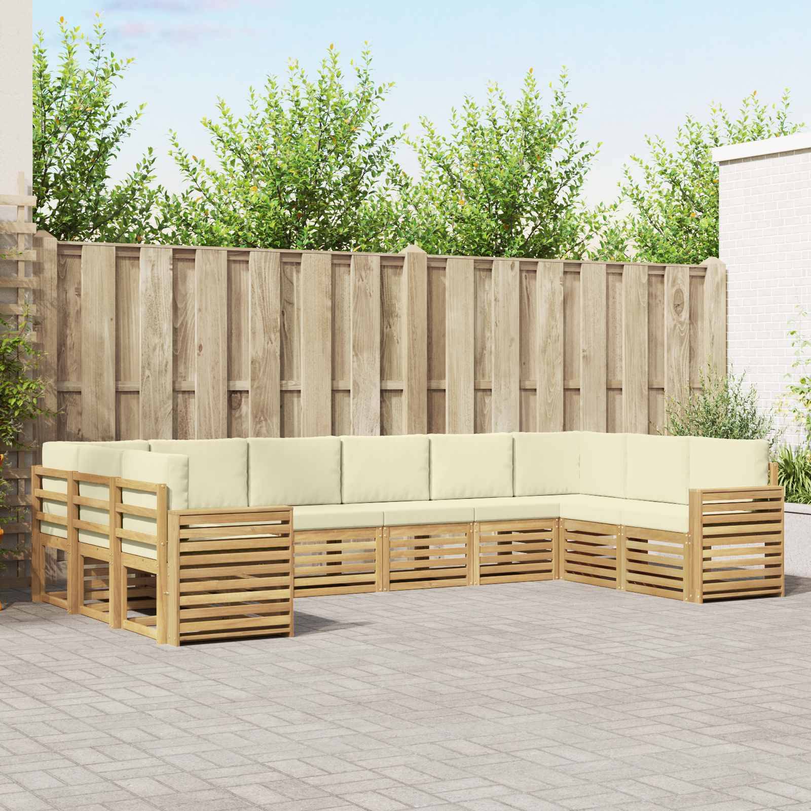 vidaXL Outdoor-Sofagarnitur 10 pcs Weiß und Creme 363 x 191,5 x 73 cm