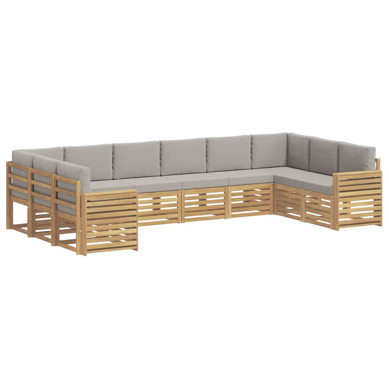vidaXL Outdoor-Sofagarnitur 10 pcs Weiß und Hellgrau