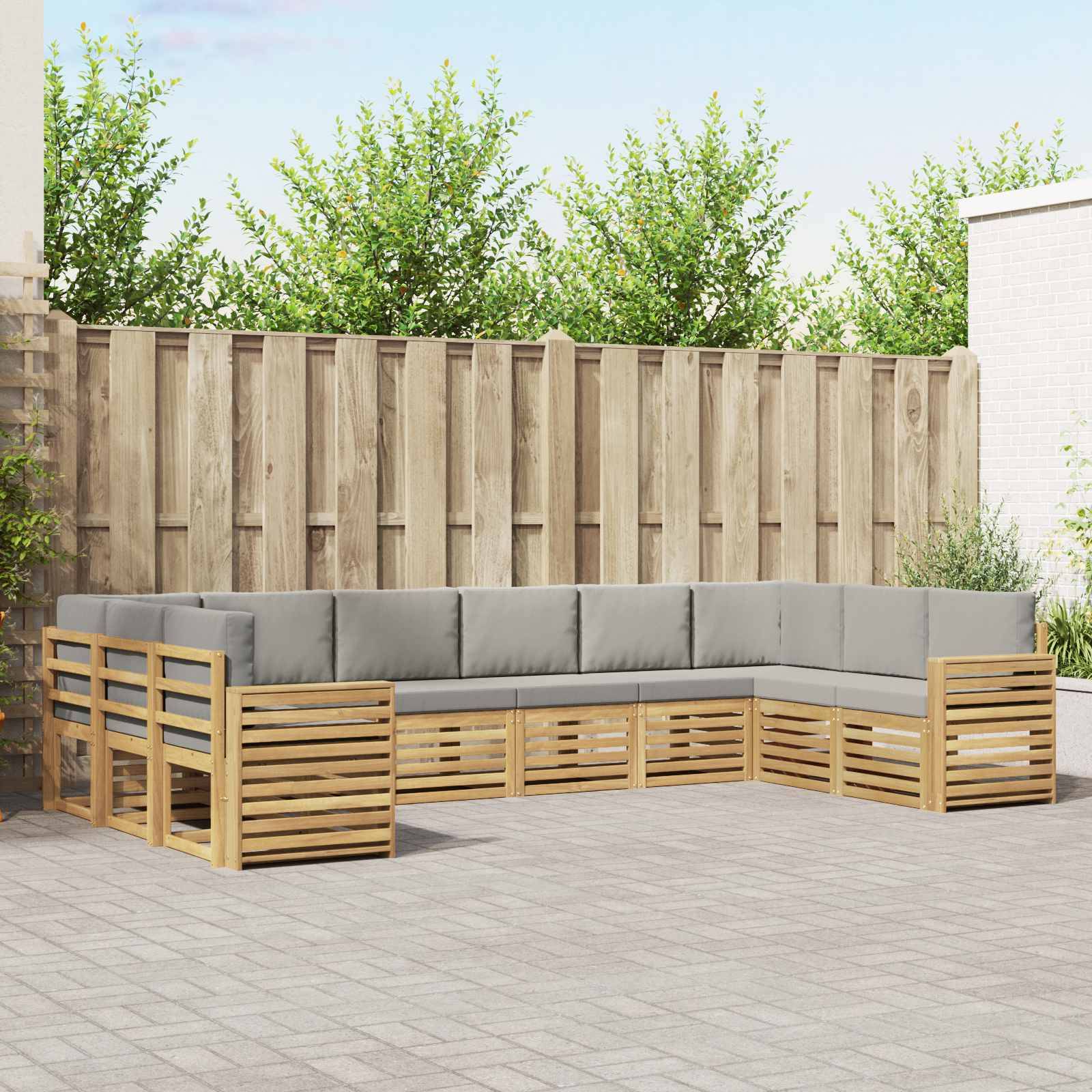 vidaXL Outdoor-Sofagarnitur 10 pcs Weiß und Hellgrau
